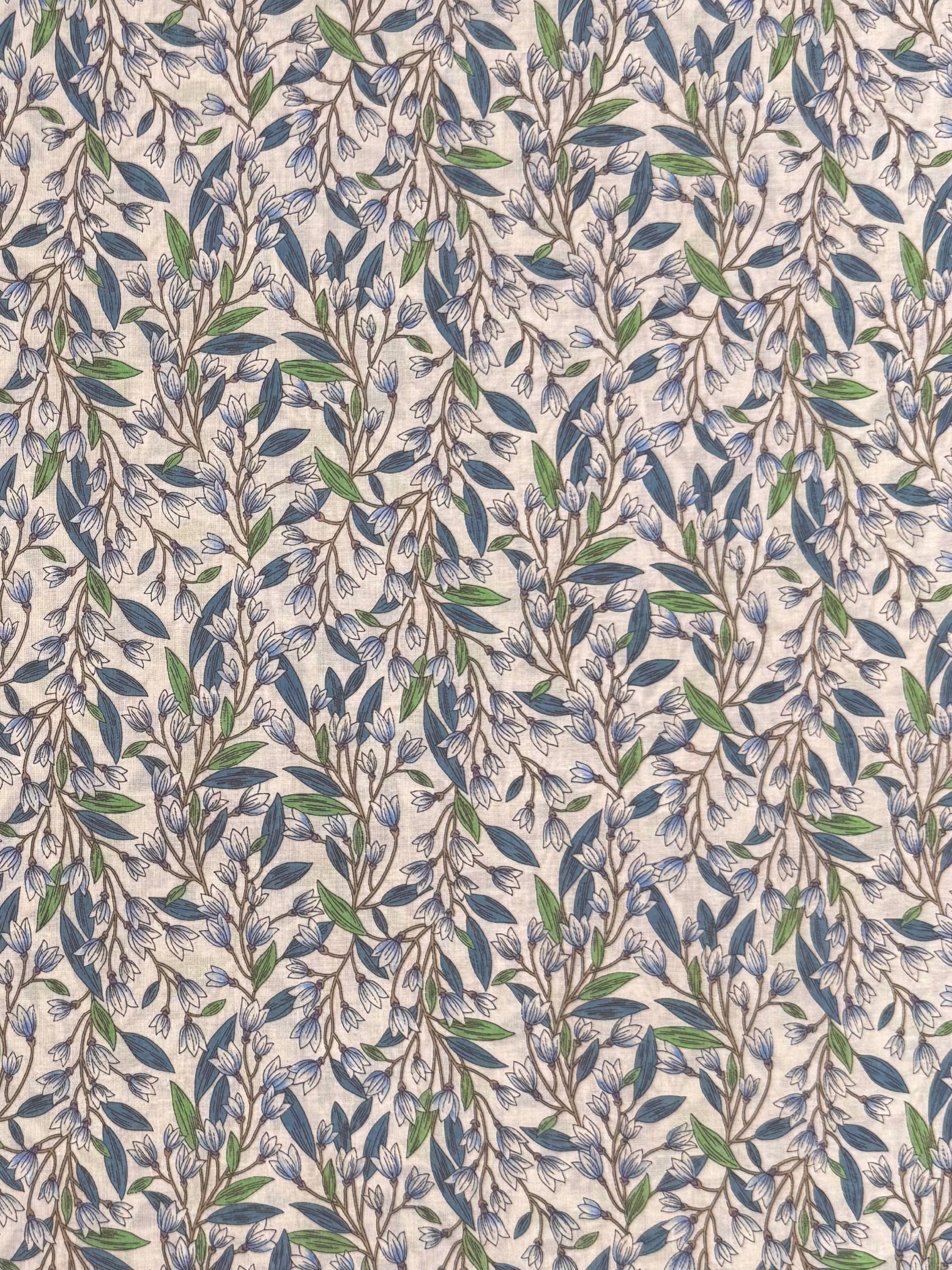 Hokkoh - Trailing Lilies Cotton Lawn Fabric - Blue