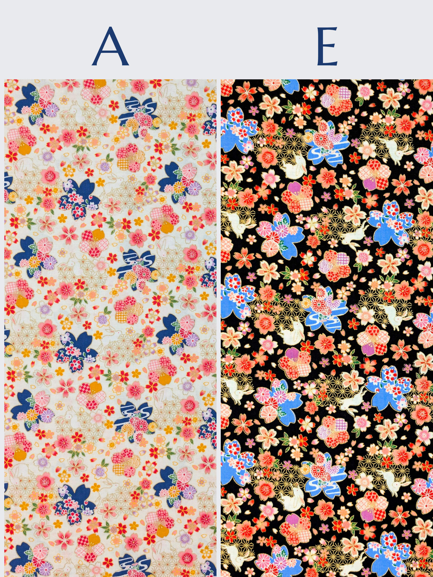 CoCo - Golden Rabbits & Cherry Blossoms Cotton Shirting Fabric - Black