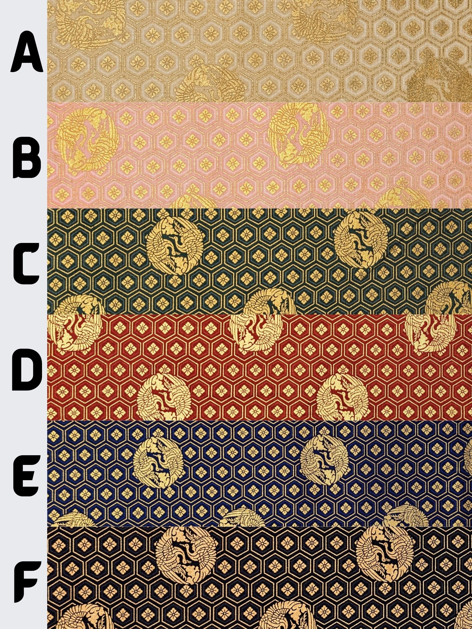 QuiltGate - Golden Cranes and Kikko Cotton Fabric - Green