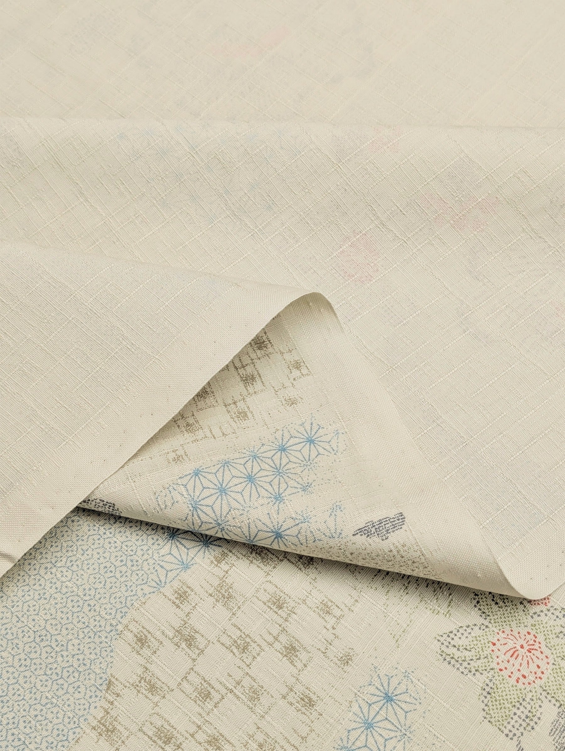 Kobayashi - Wagara Flowers Cotton Dobby Fabric - Beige