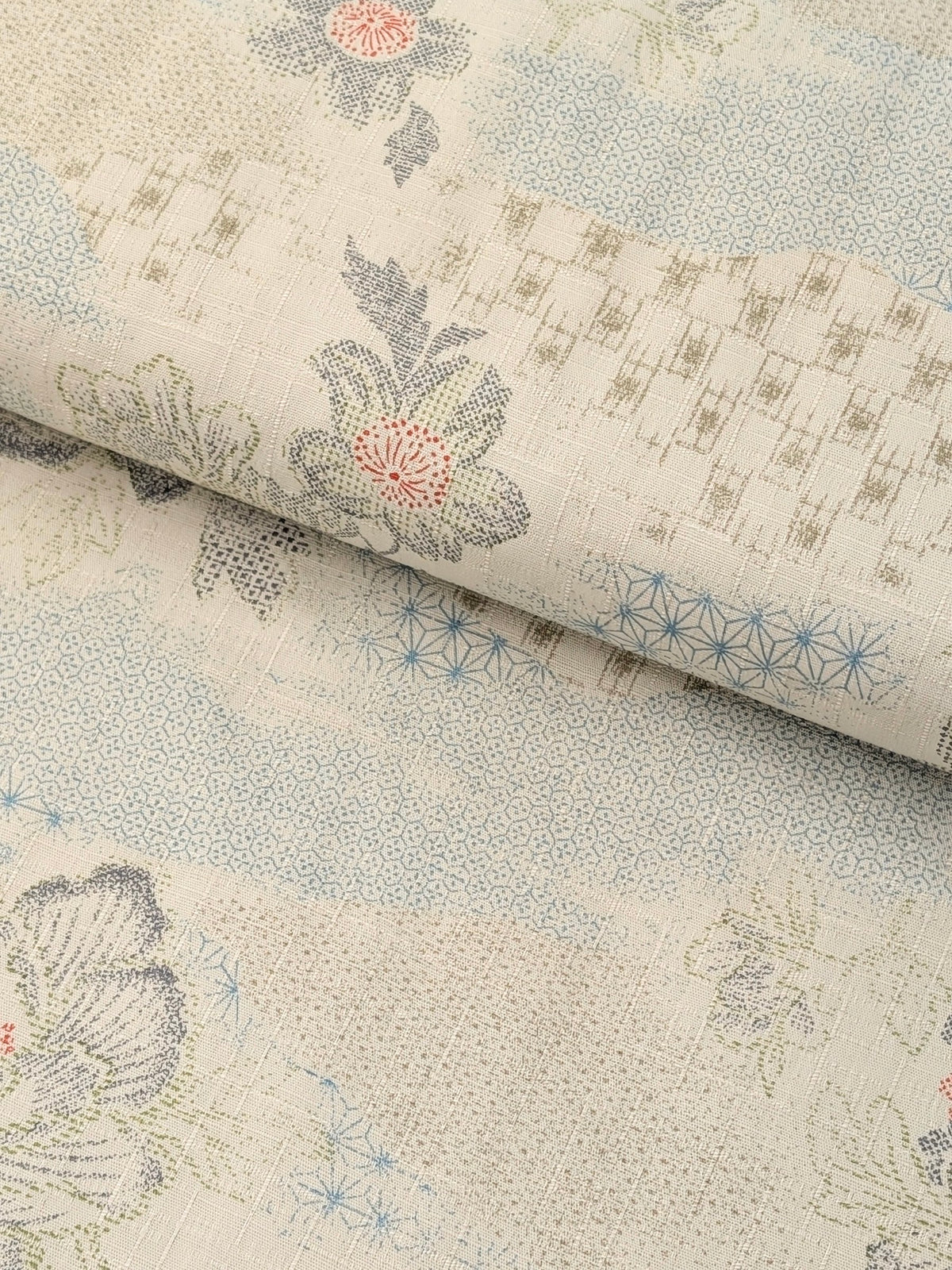 Kobayashi - Wagara Flowers Cotton Dobby Fabric - Beige