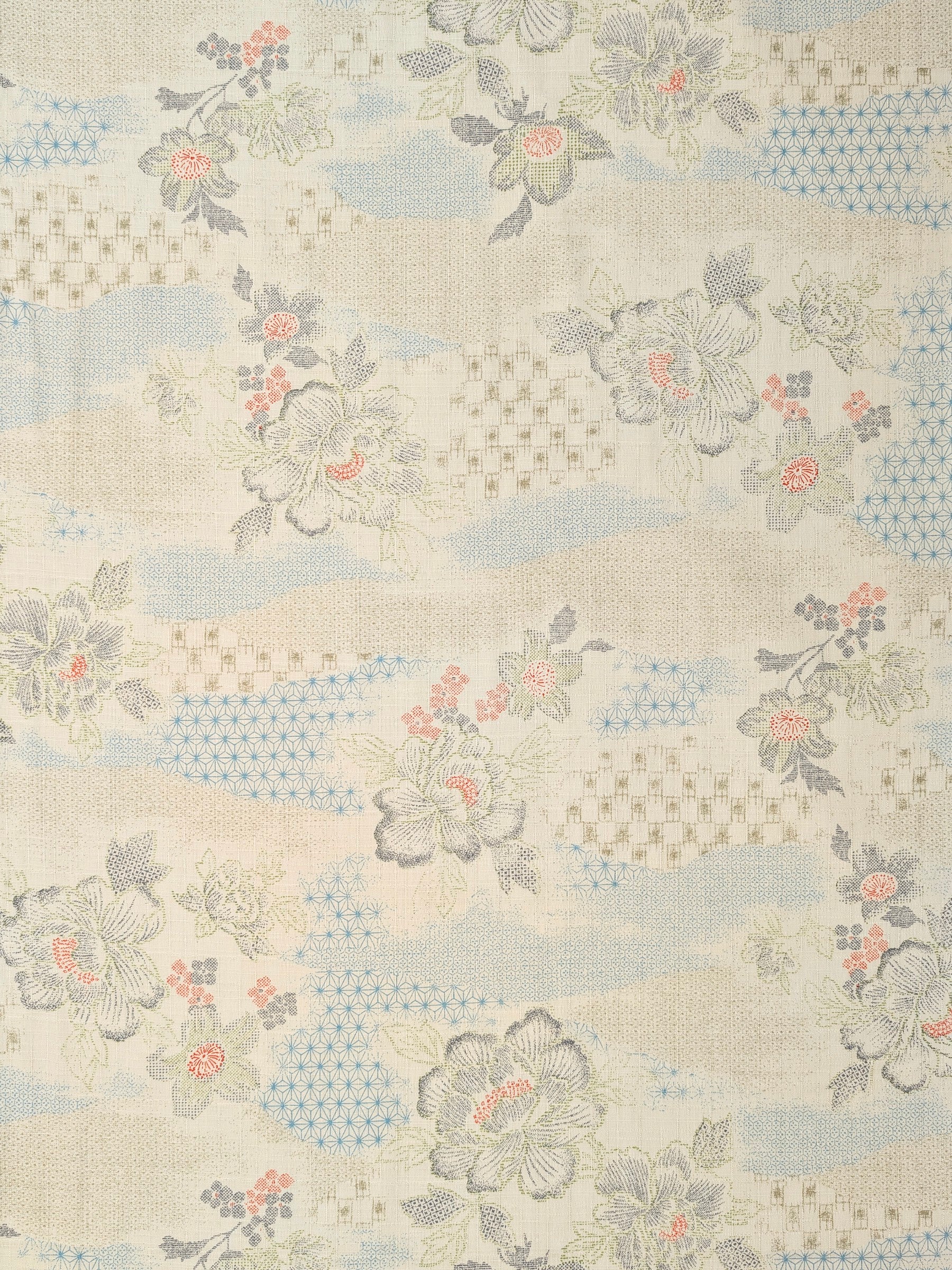 Kobayashi - Wagara Flowers Cotton Dobby Fabric - Beige
