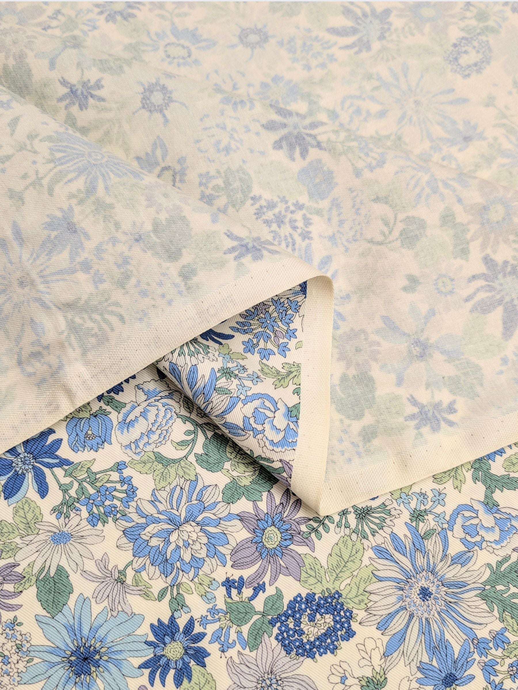 Kobayashi - Colorful Floral Cotton Twill Fabric - Blue