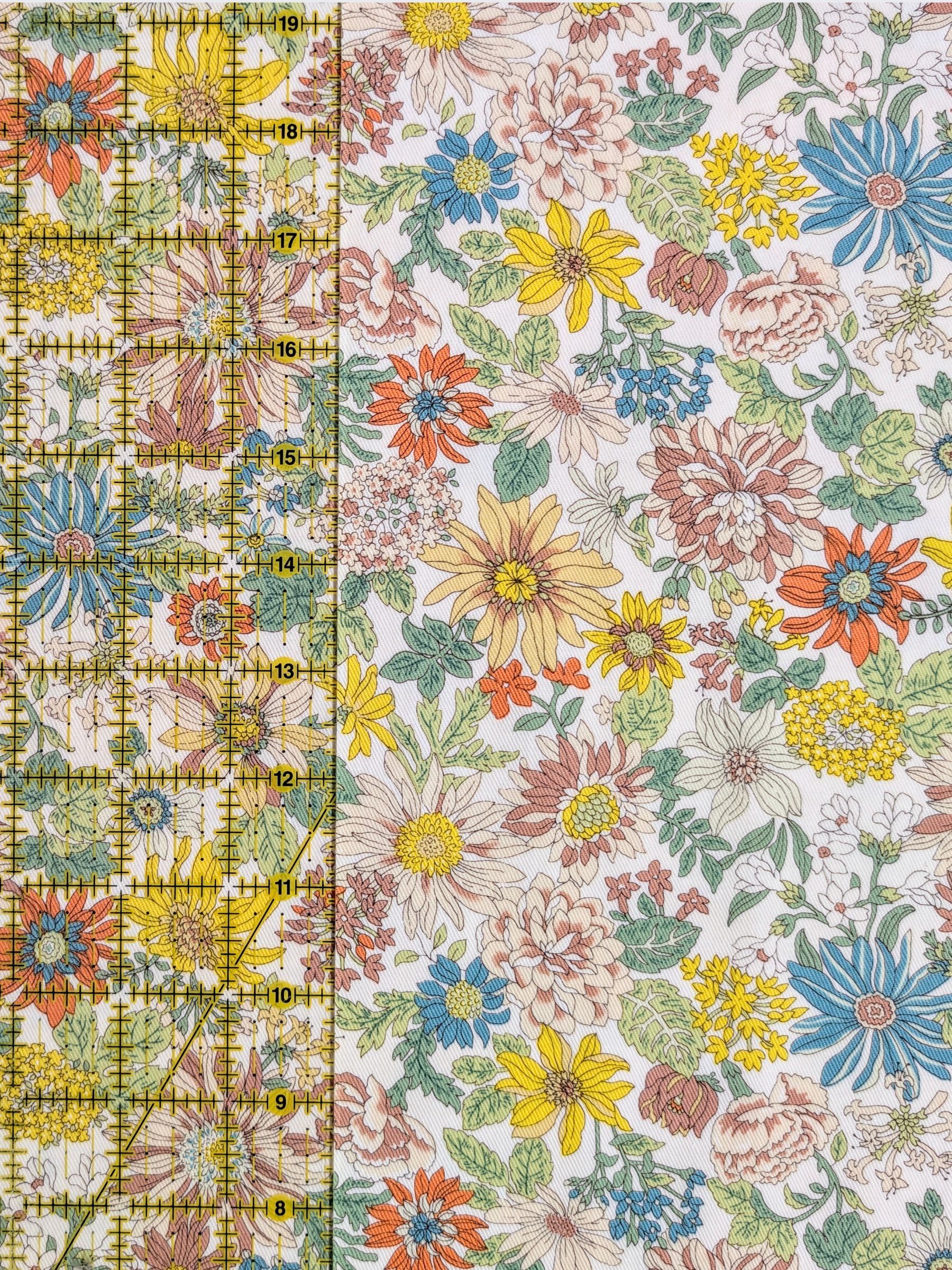 Kobayashi - Colorful Floral Cotton Twill Fabric - Green