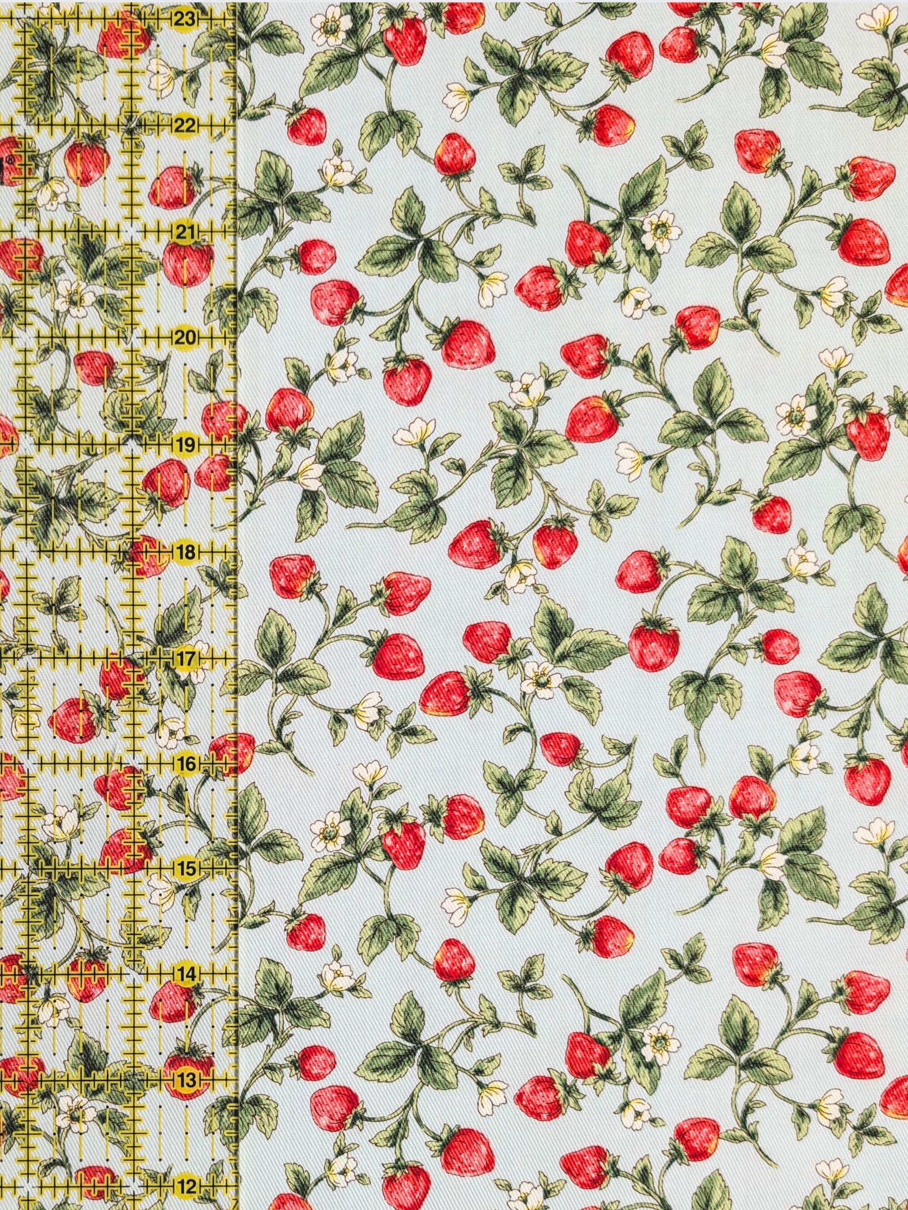 Kobayashi - Vining Strawberries Cotton Oxford Twill Fabric - Mint