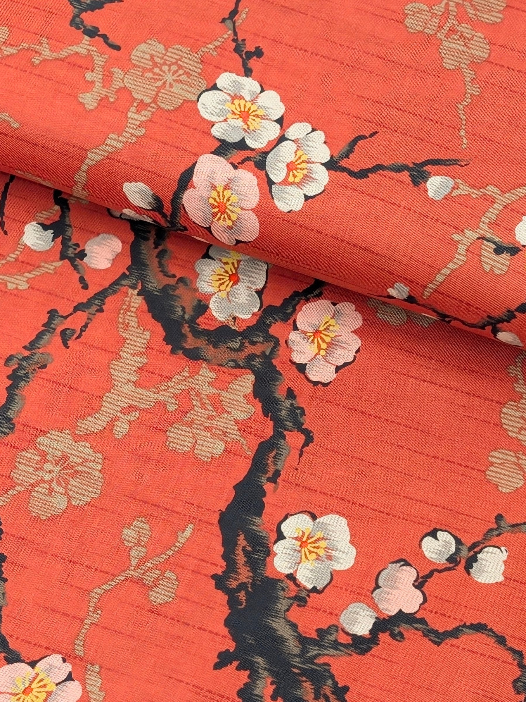 Kokka - Sakura Branches Cotton Sheeting Fabric - Red