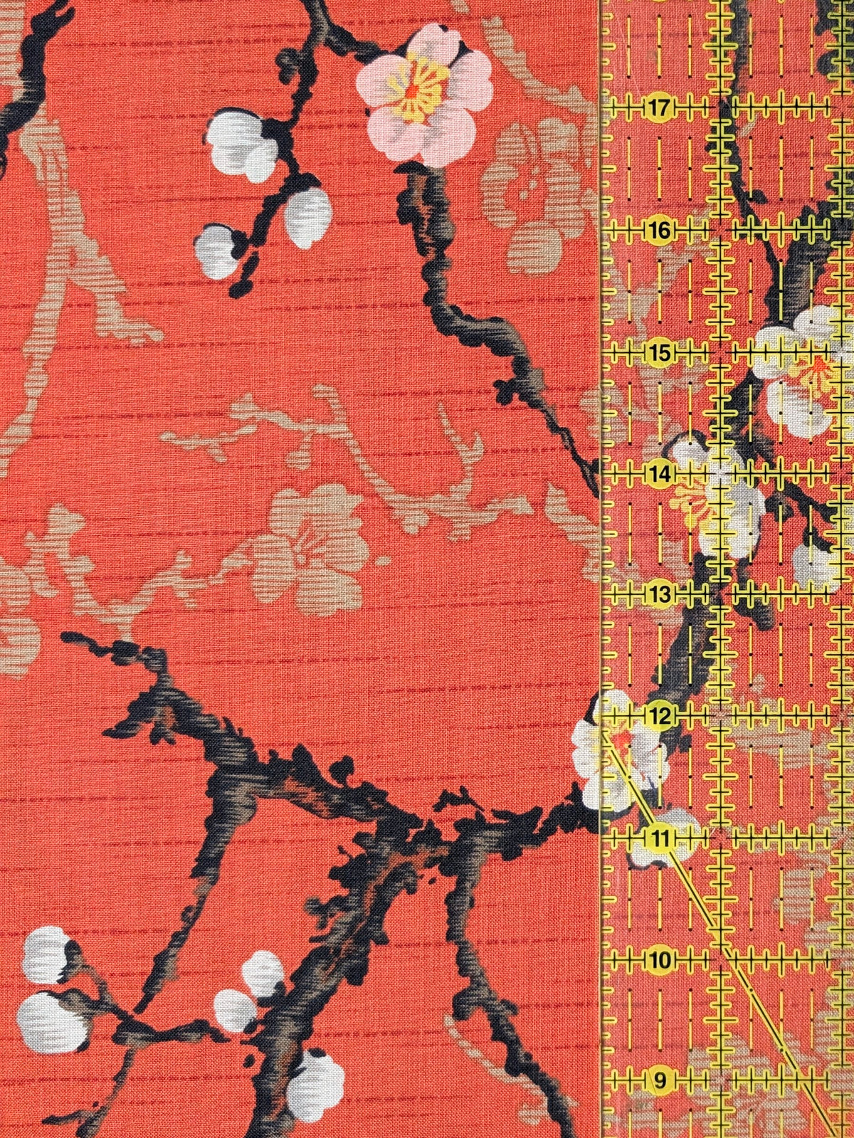 Kokka - Sakura Branches Cotton Sheeting Fabric - Red