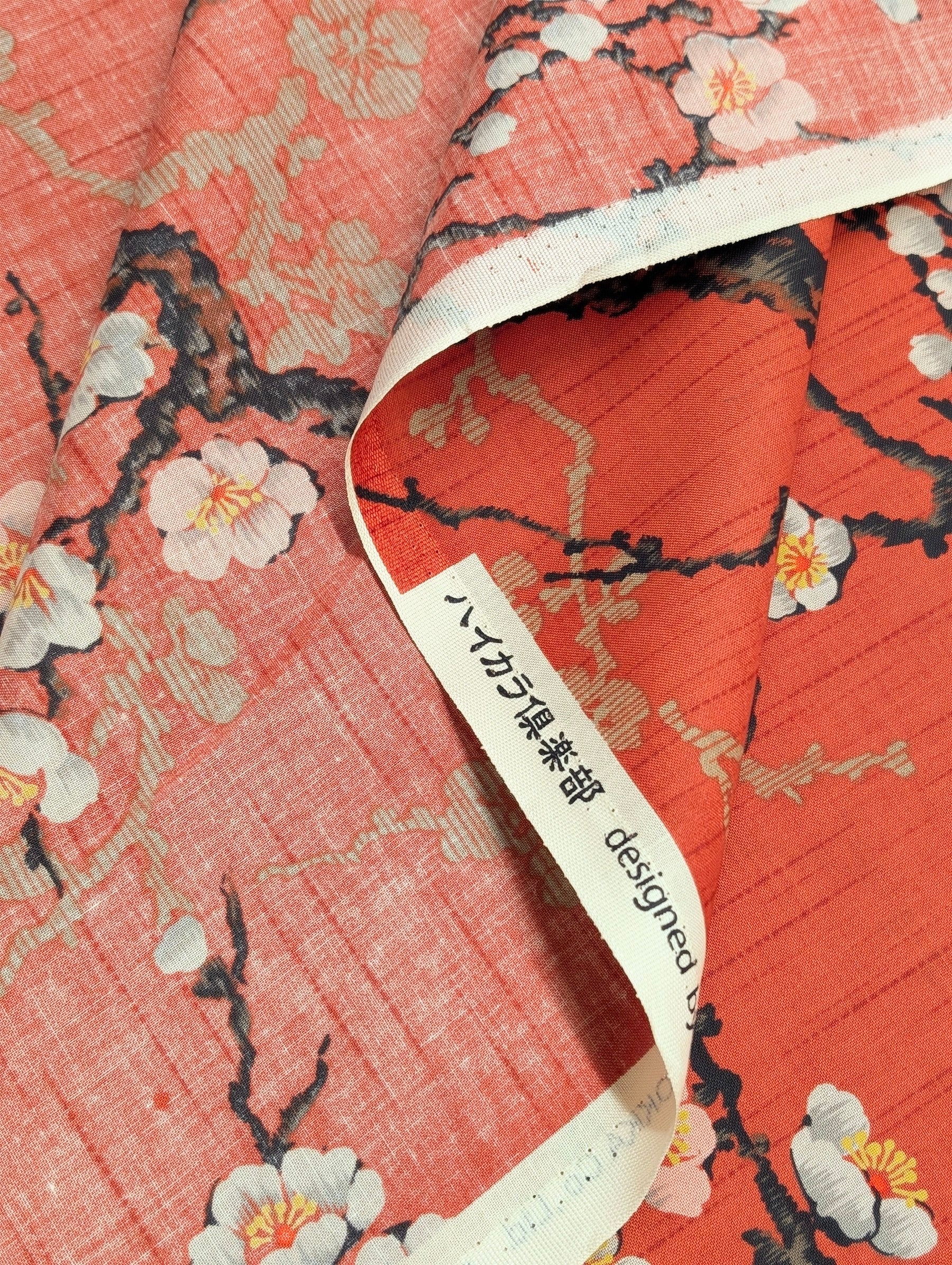 Kokka - Sakura Branches Cotton Sheeting Fabric - Red