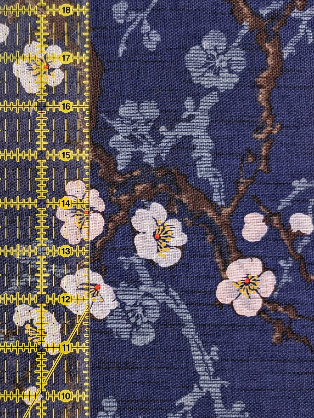 Kokka - Sakura Branches Cotton Sheeting Fabric - Blue