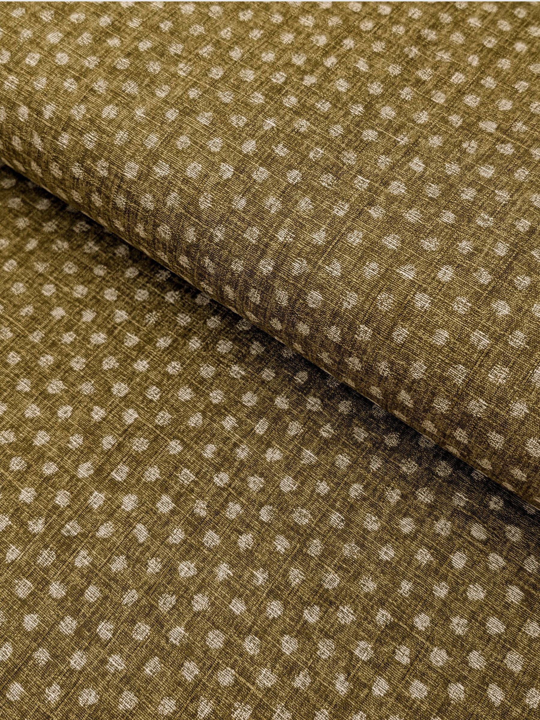 Morikiku - Small Dots Cotton Dobby Fabric - Light Green