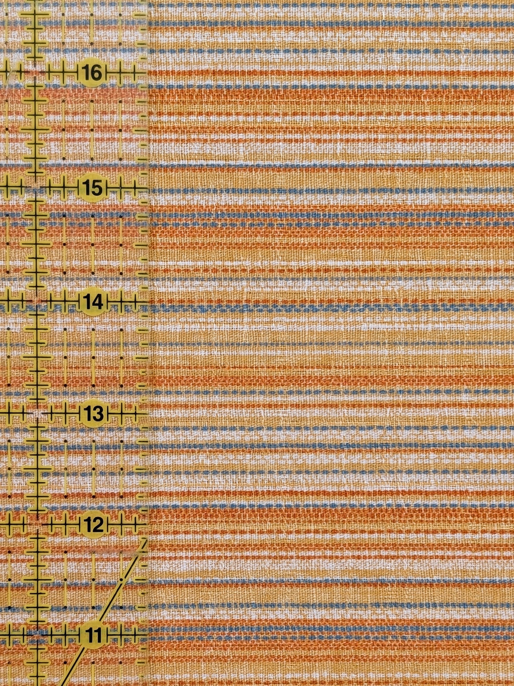 Morikiku - Textured Stripe Cotton Dobby Fabric - Yellow