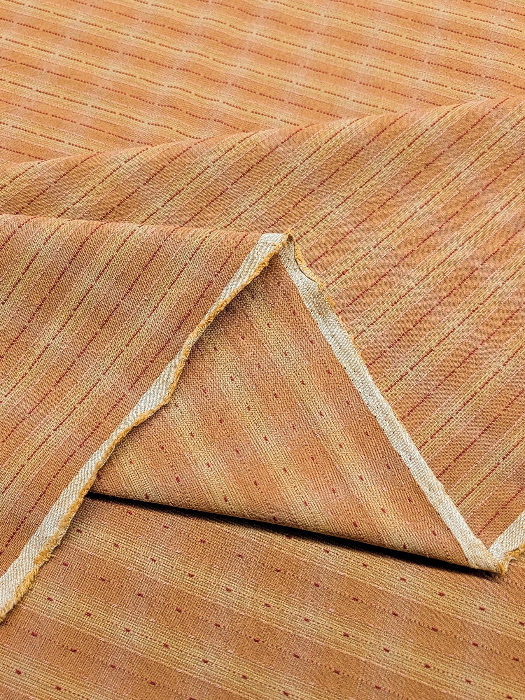 MYD - Dotted Texture Cotton Gingham Plaid Yarn Dyed Fabric - Orange and Yellow