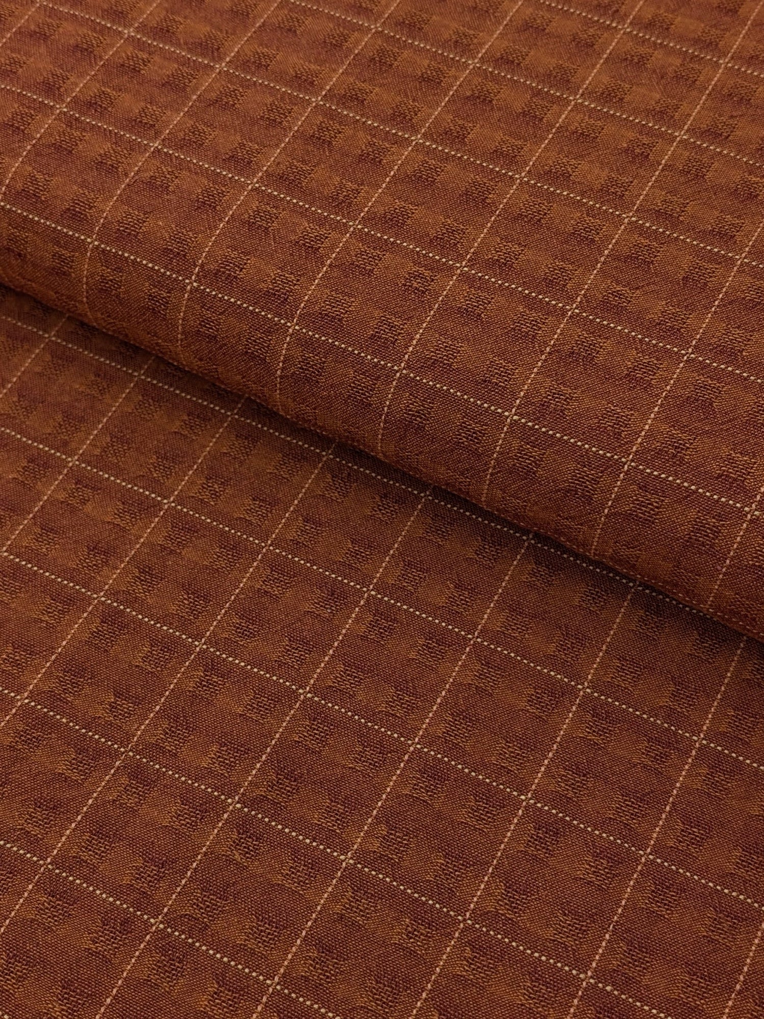 brick Brown fabric with a subtle check pattern