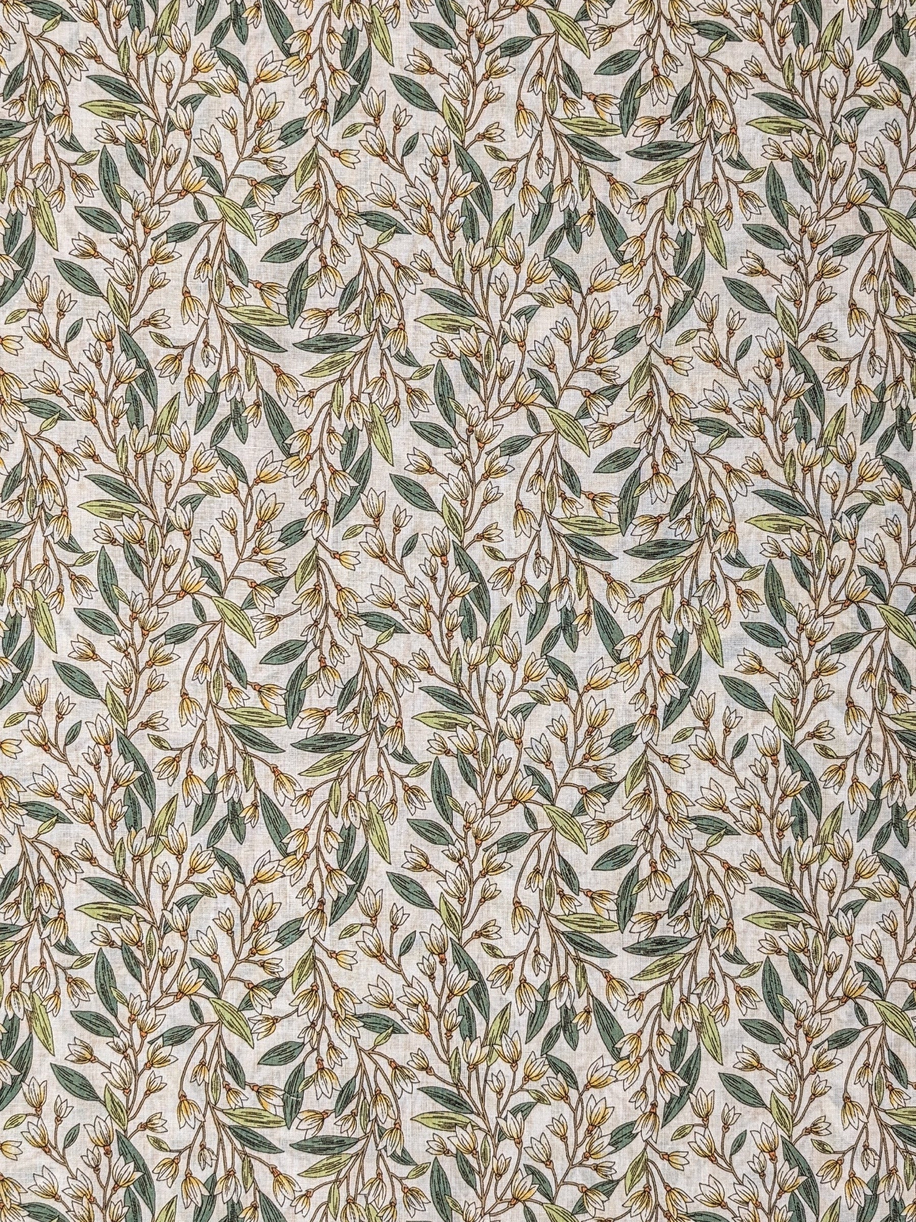 Hokkoh - Trailing Lilies Cotton Lawn Fabric - Beige