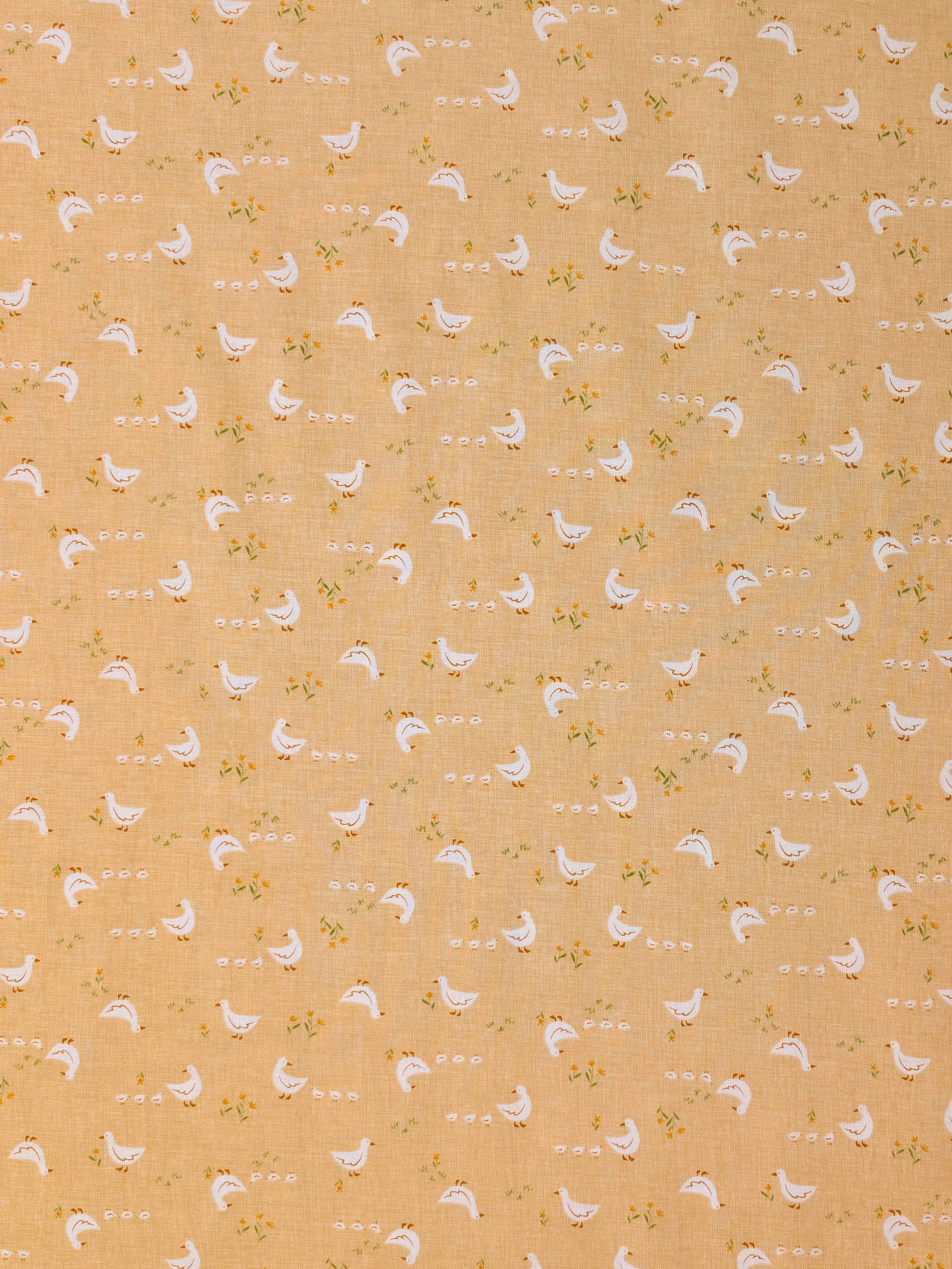 Vancet - Farmyard Ducks Feed Sack Print Cotton Fabric - Beige