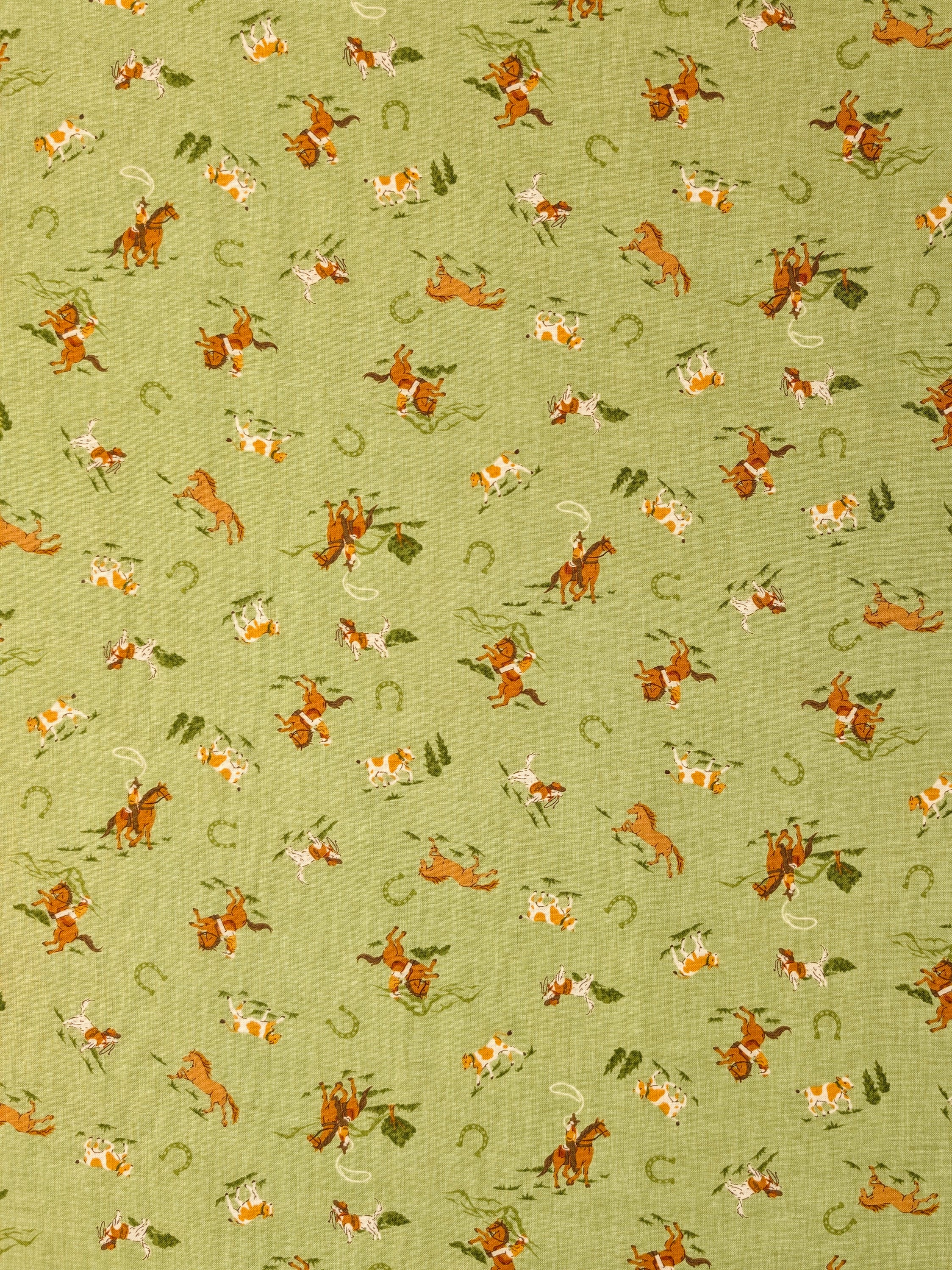 Vancet - Old Western Feed Sack Print Cotton Fabric - Green