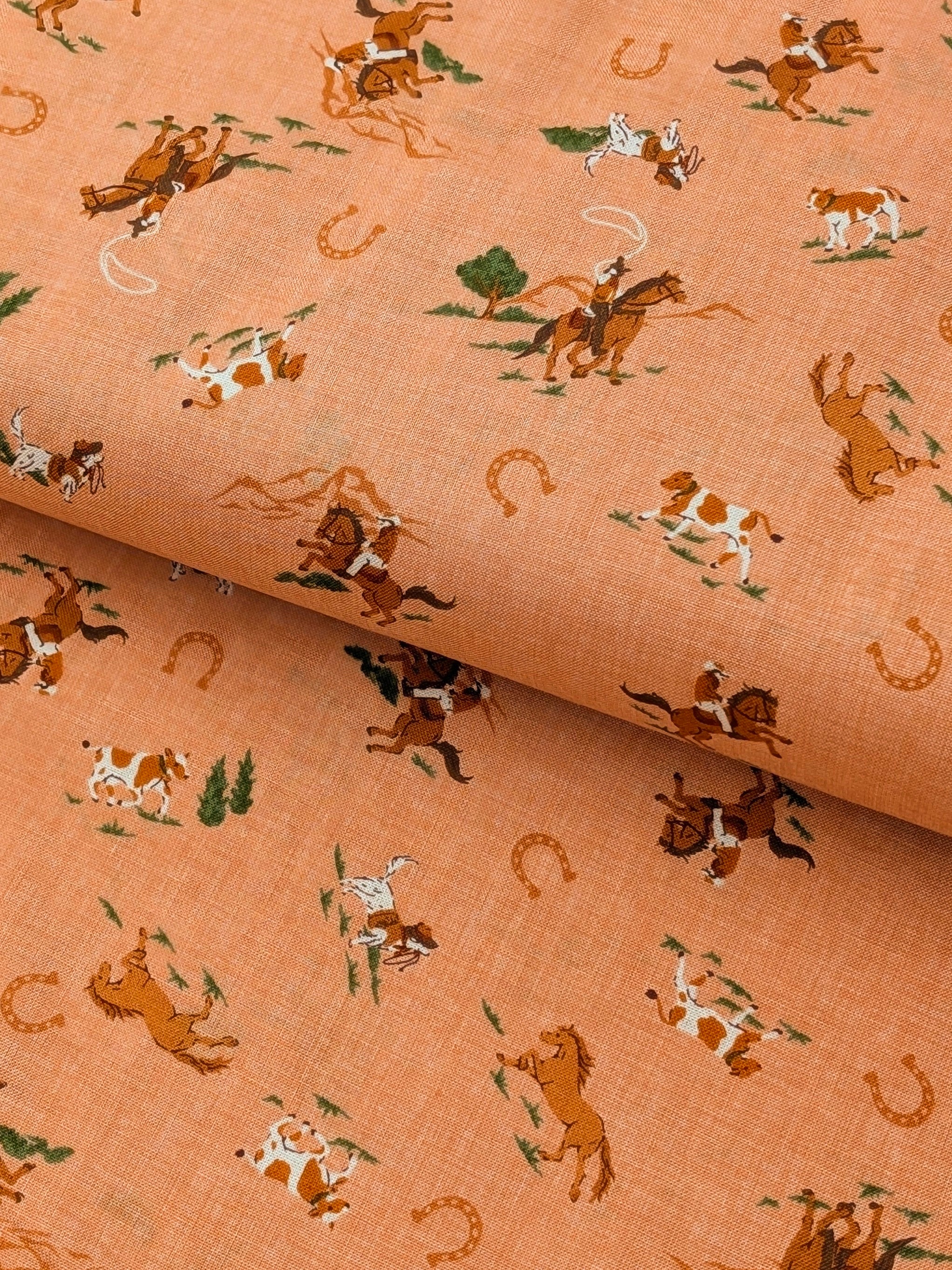 Vancet - Old Western Feed Sack Print Cotton Fabric - Pink