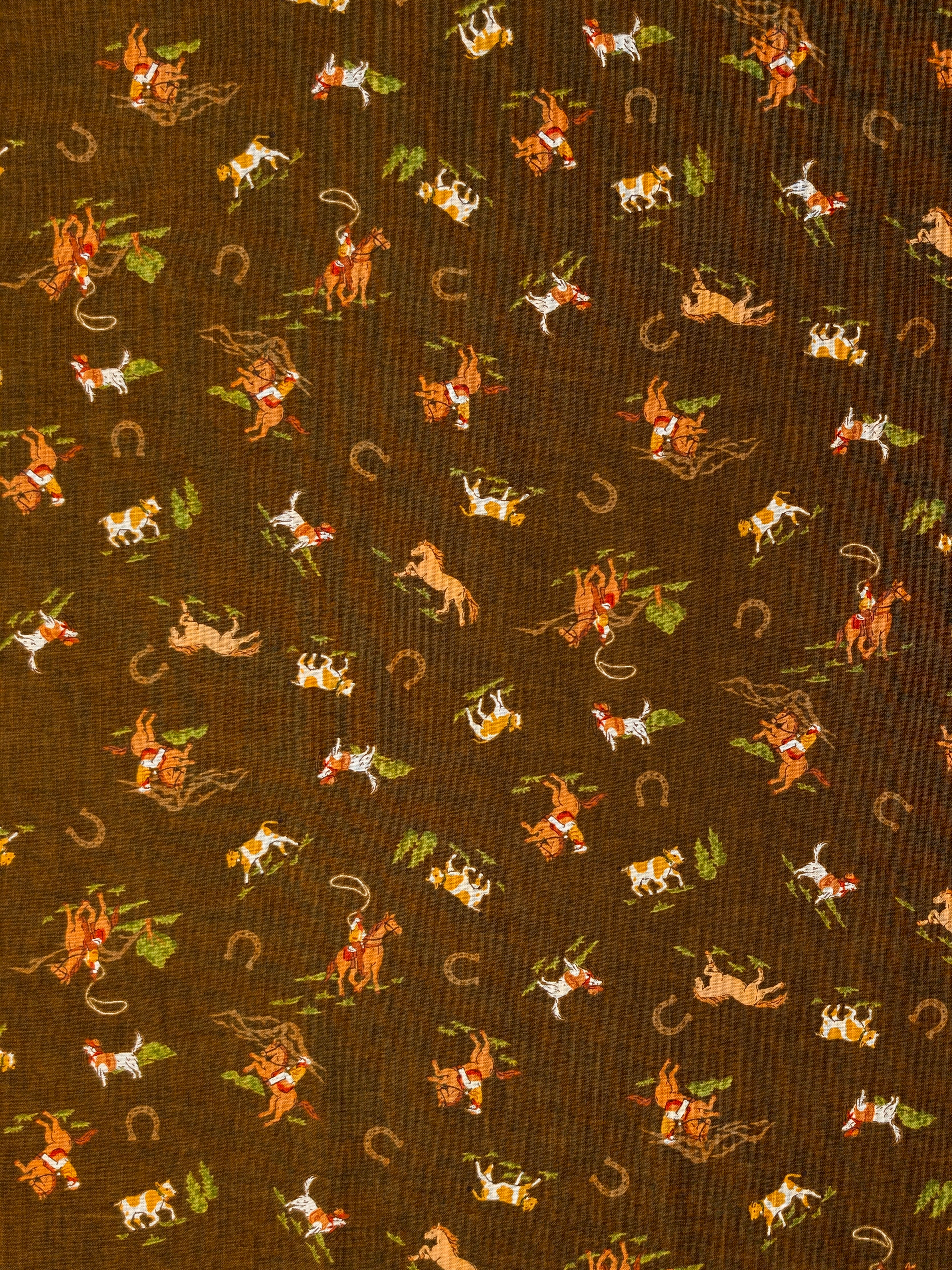 Vancet - Old Western Feed Sack Print Cotton Fabric - Brown