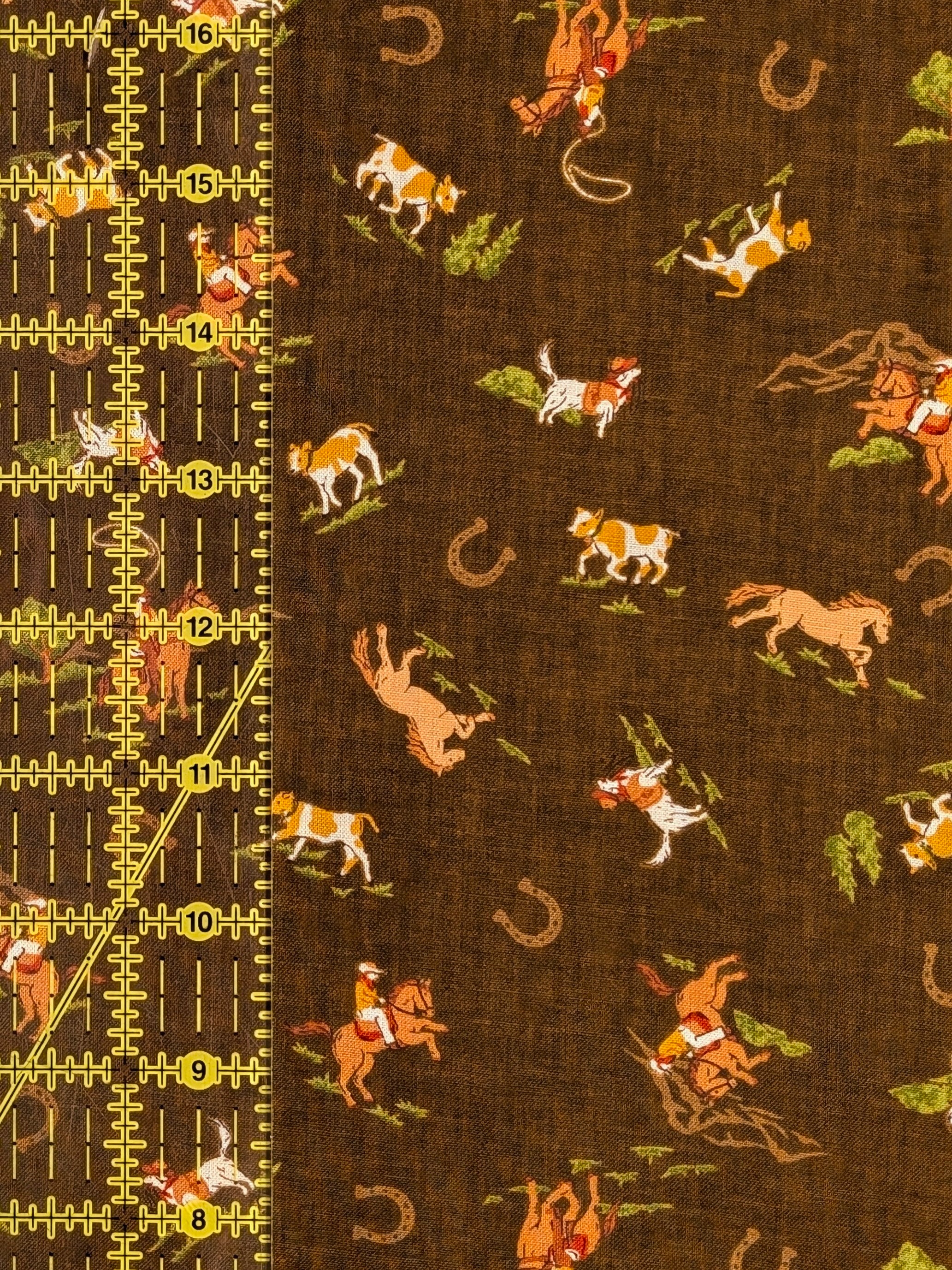 Vancet - Old Western Feed Sack Print Cotton Fabric - Brown