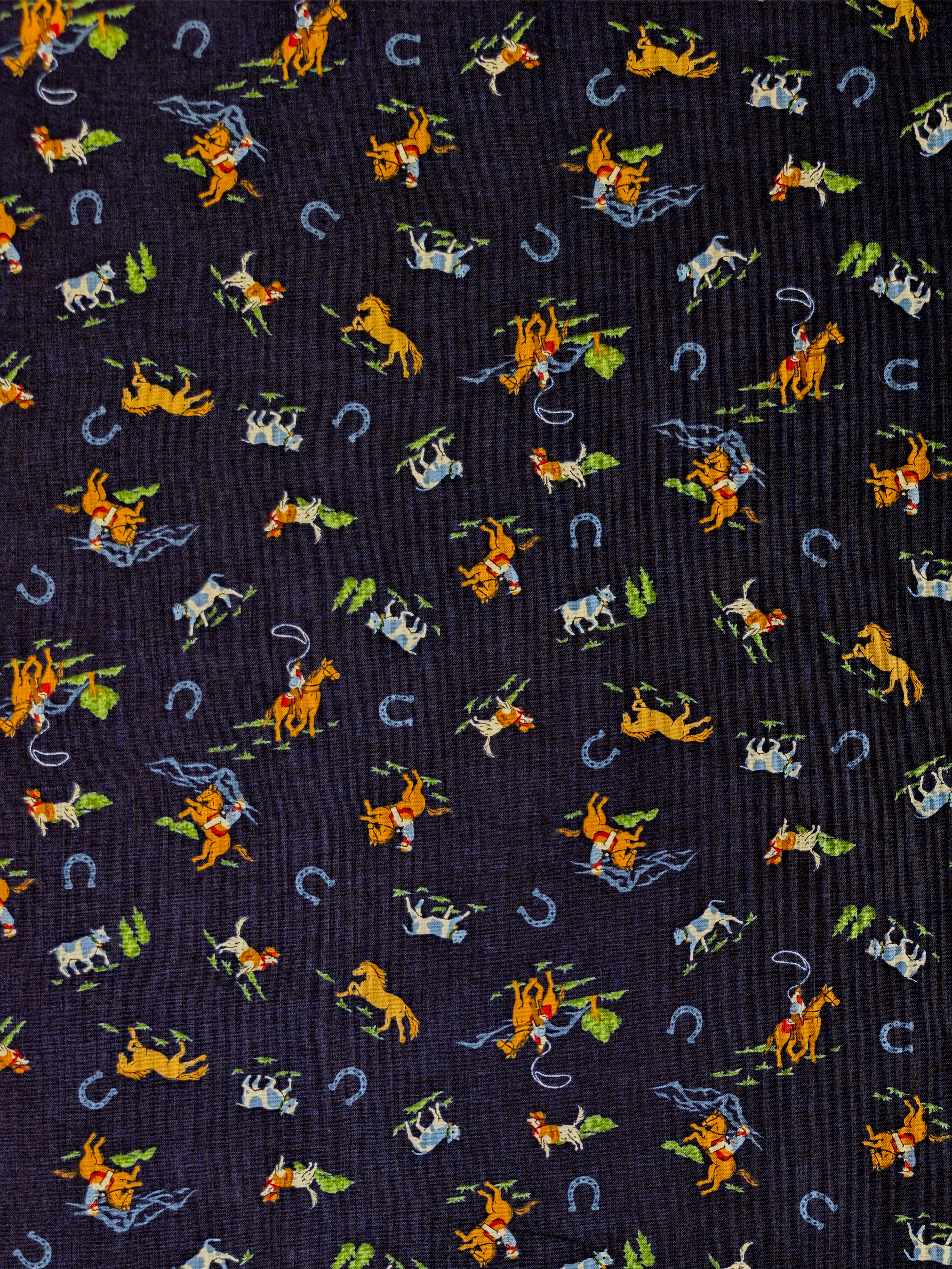 Vancet - Old Western Feed Sack Print Cotton Fabric - Navy