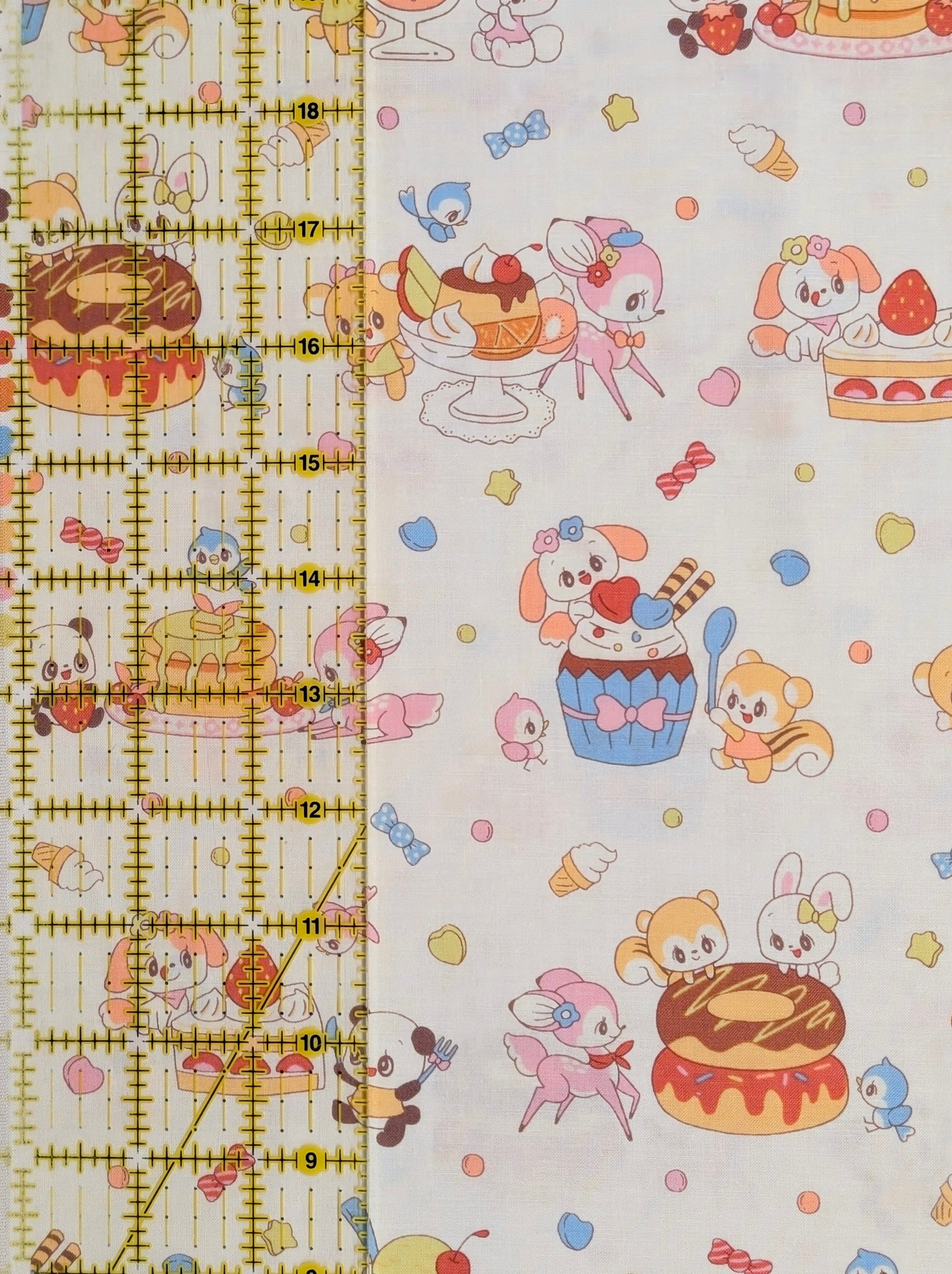 Yuwa - 90s Retro Sweet Shoppe Cotton Sheeting Fabric - White