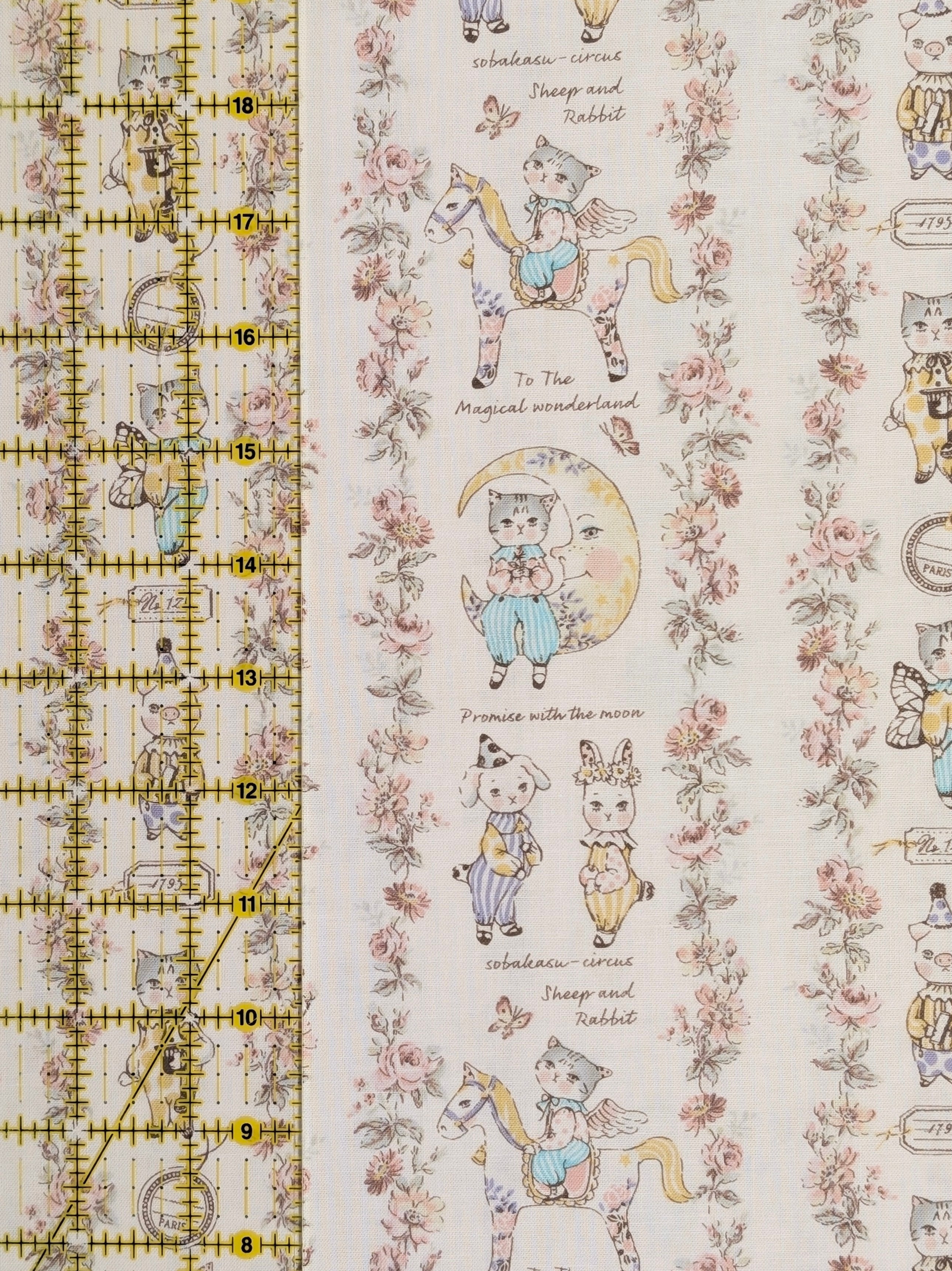 Yuwa - Magical Wonderland Baby Animals Cotton Sheeting Fabric - White