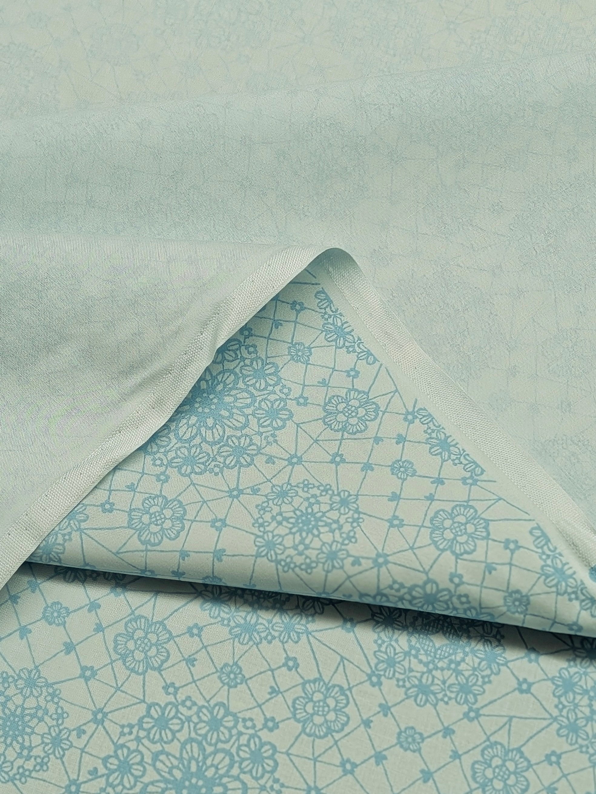 Yuwa - Floral Lace Print Cotton Sheeting Fabric - Teal