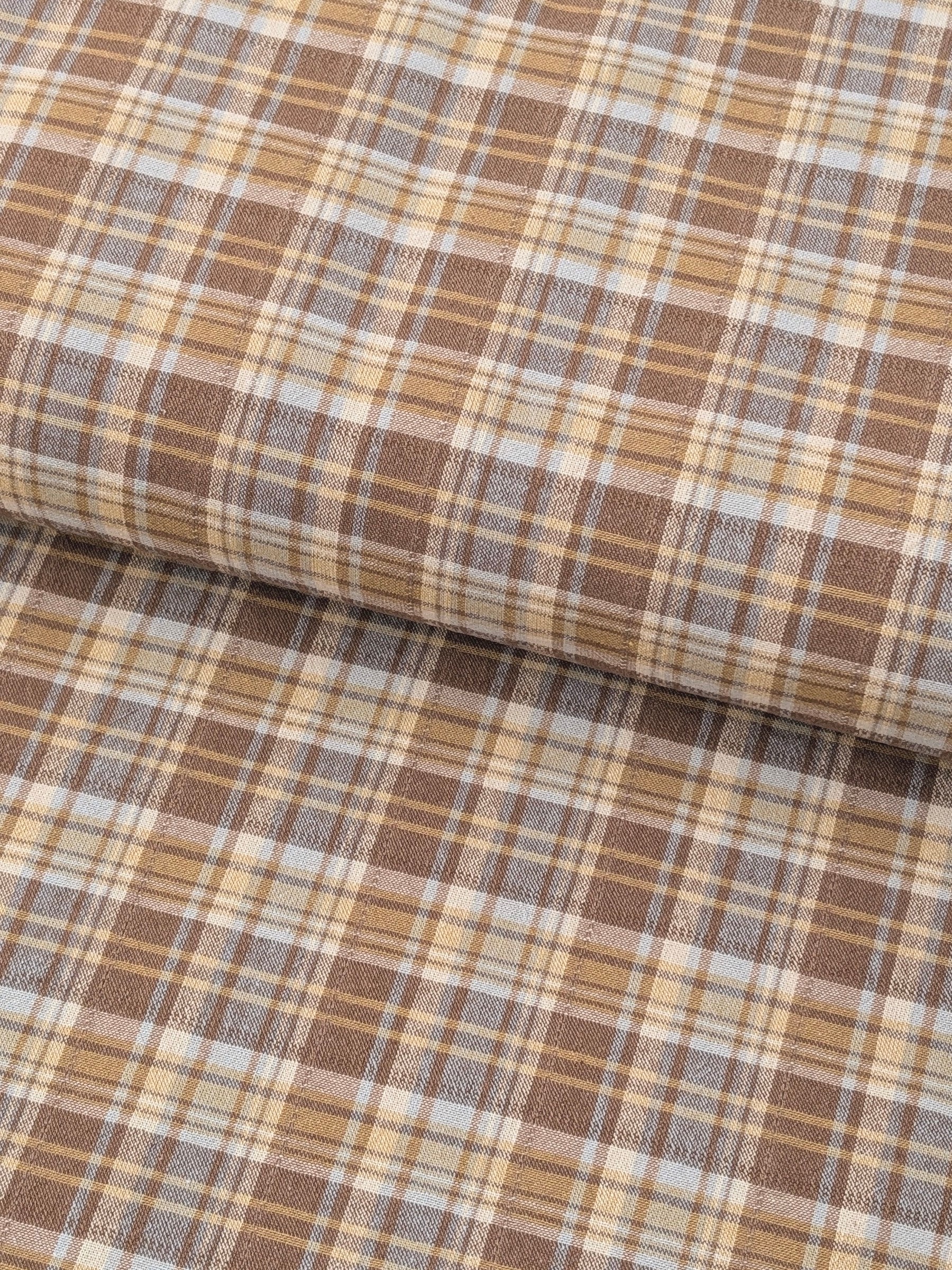 Textile Pantry - Madras Plaid Yarn Dyed Cotton Fabric - Brown & Yellow