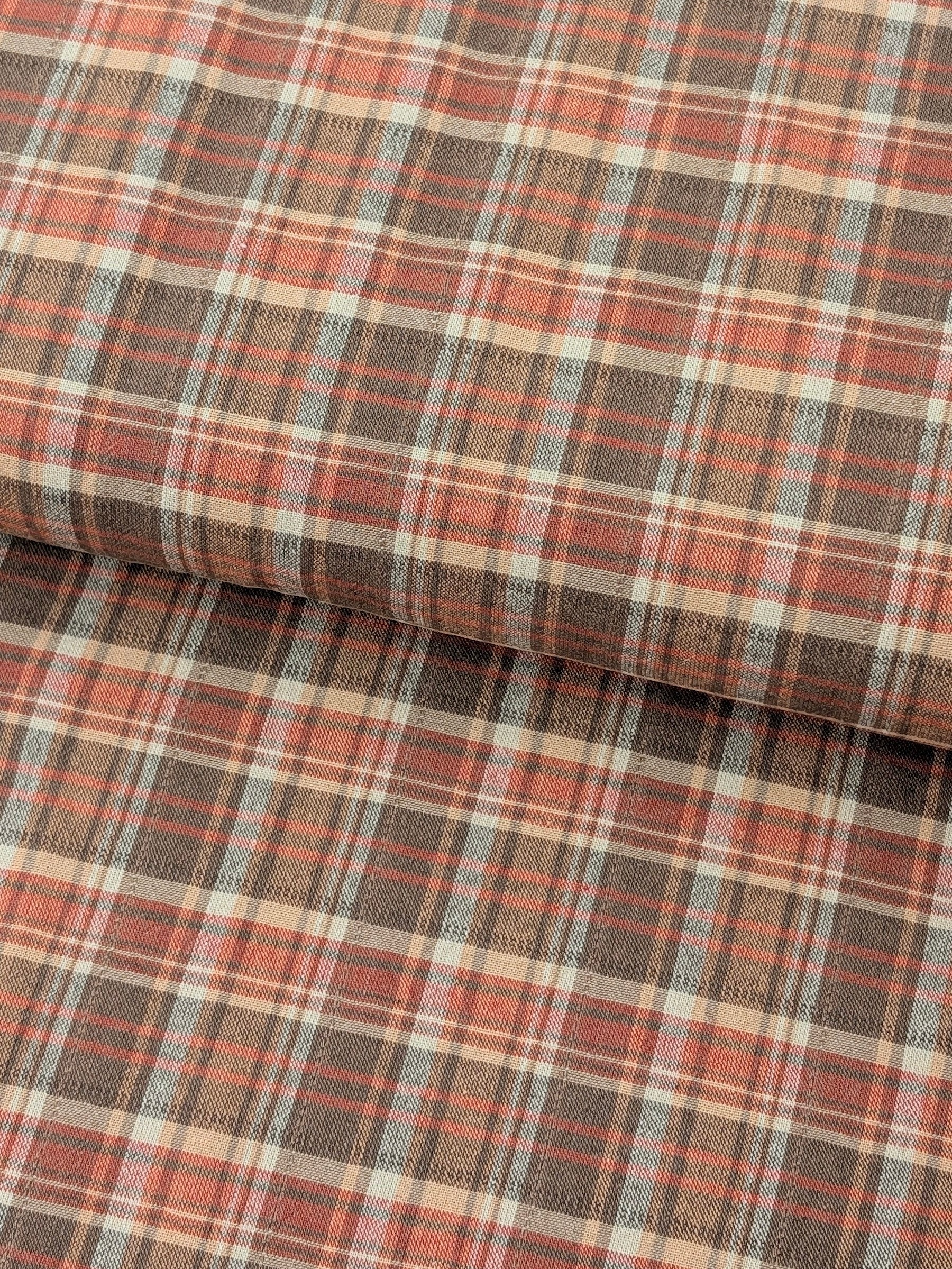 Textile Pantry - Madras Plaid Yarn Dyed Cotton Fabric - Brown & Red