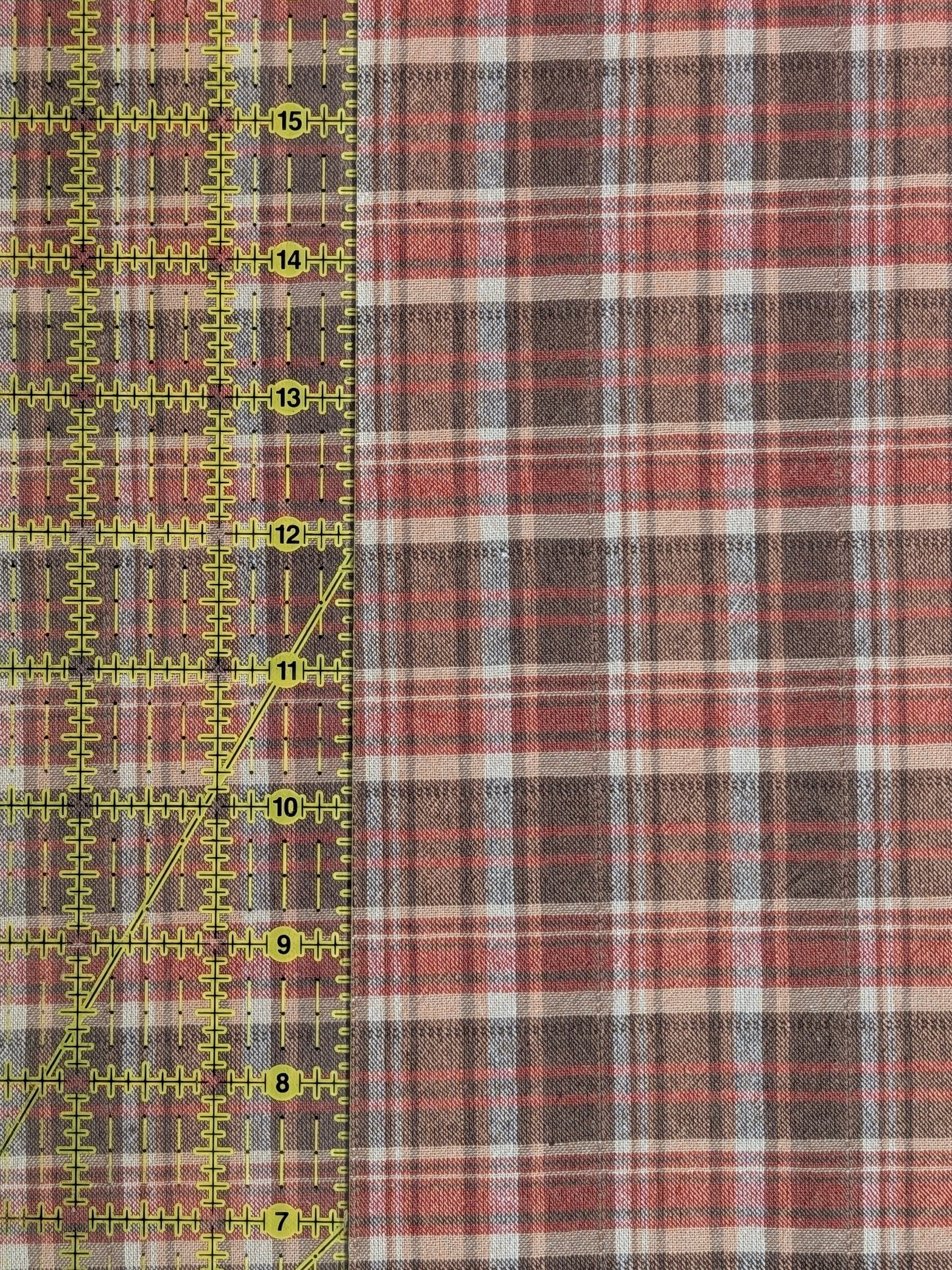 Textile Pantry - Madras Plaid Yarn Dyed Cotton Fabric - Brown & Red