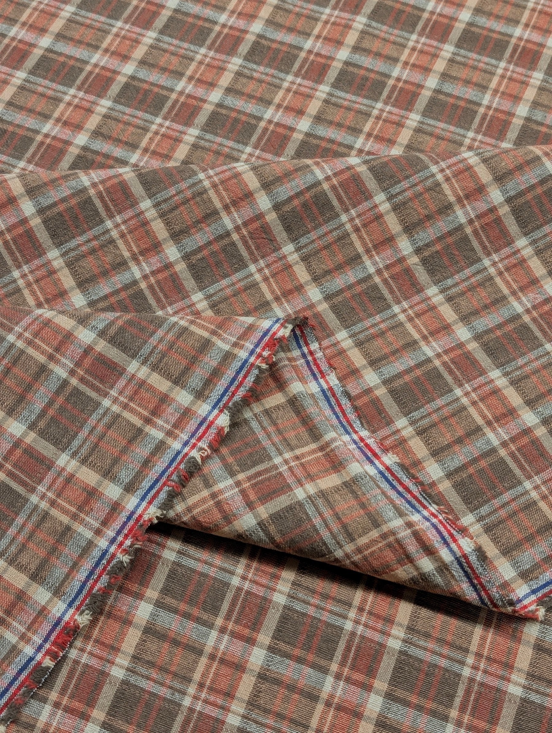 Textile Pantry - Madras Plaid Yarn Dyed Cotton Fabric - Brown & Red