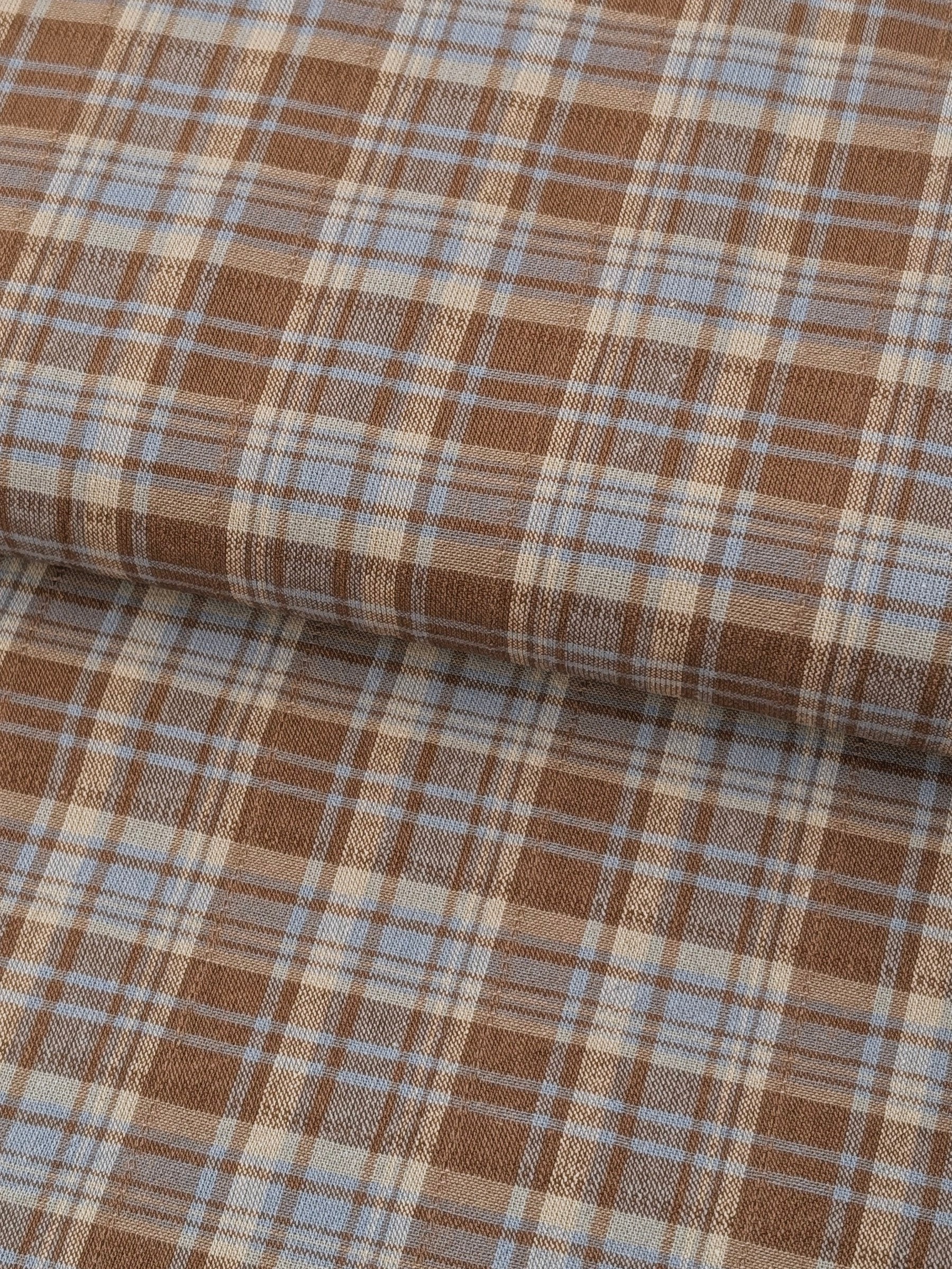 Textile Pantry - Madras Plaid Yarn Dyed Cotton Fabric - Brown & Blue