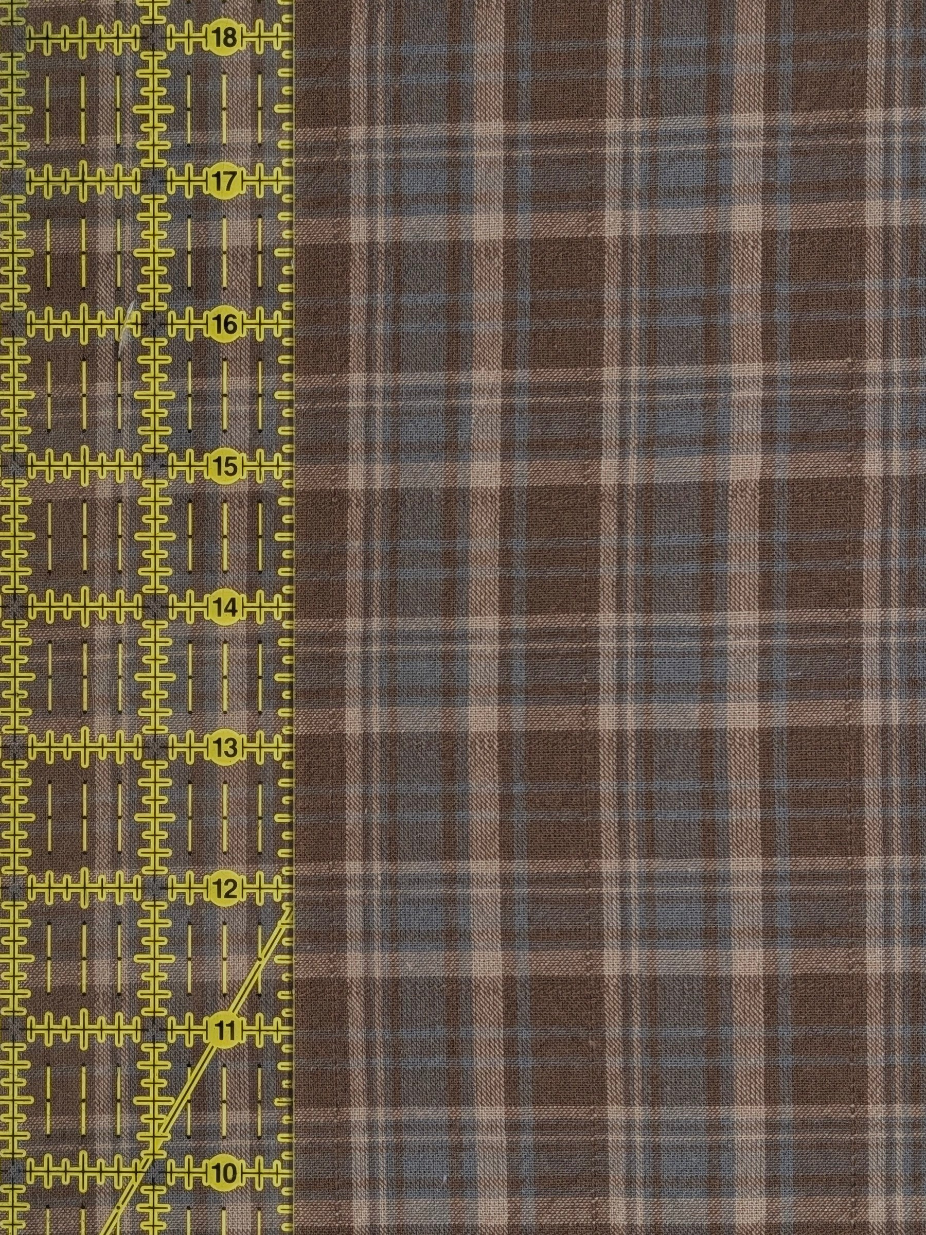 Textile Pantry - Madras Plaid Yarn Dyed Cotton Fabric - Dark Brown & Blue