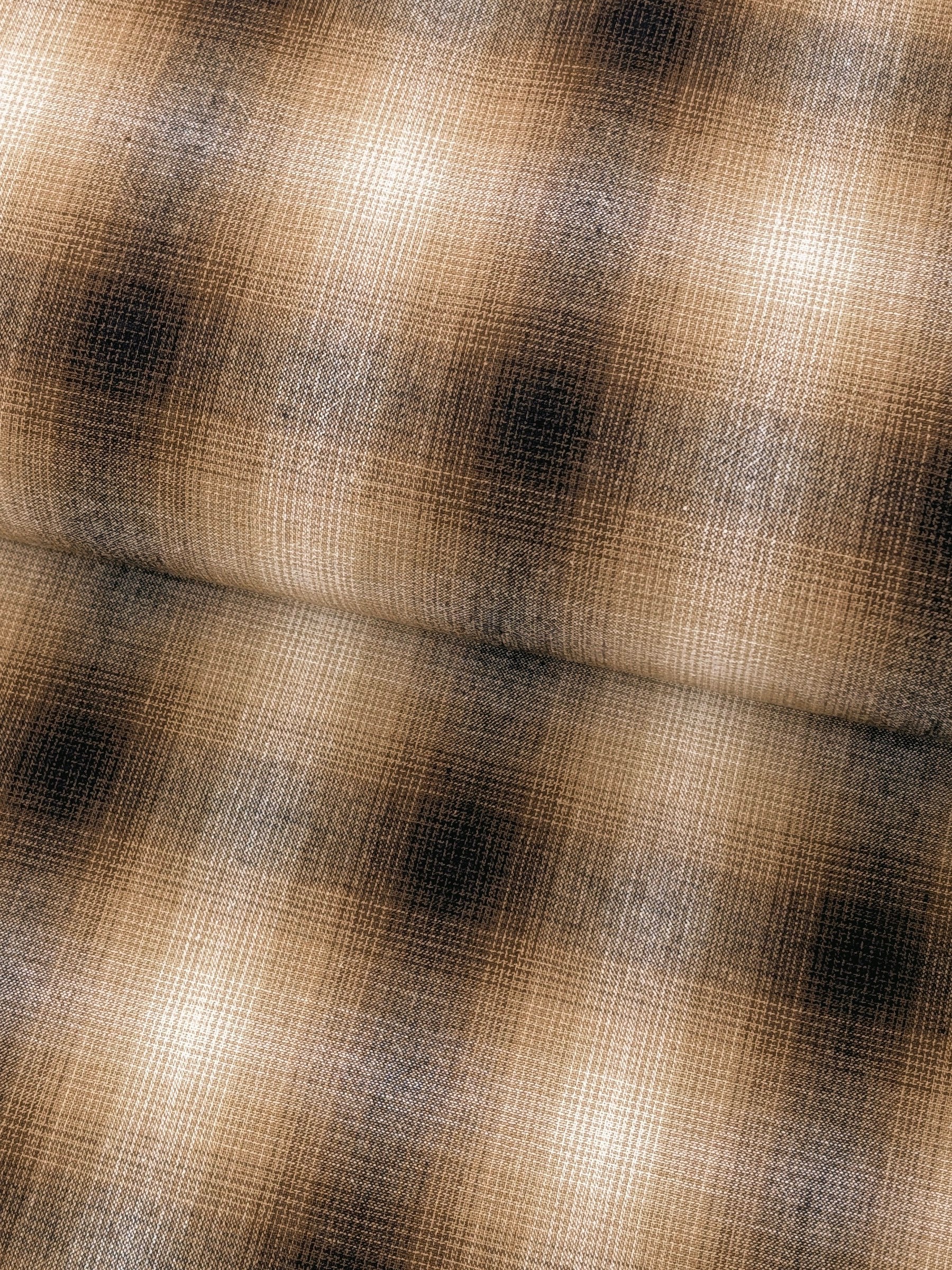 Handworks - Giant Windowpane Plaid Yarn Dyed Cotton Fabric - Burnt Orange