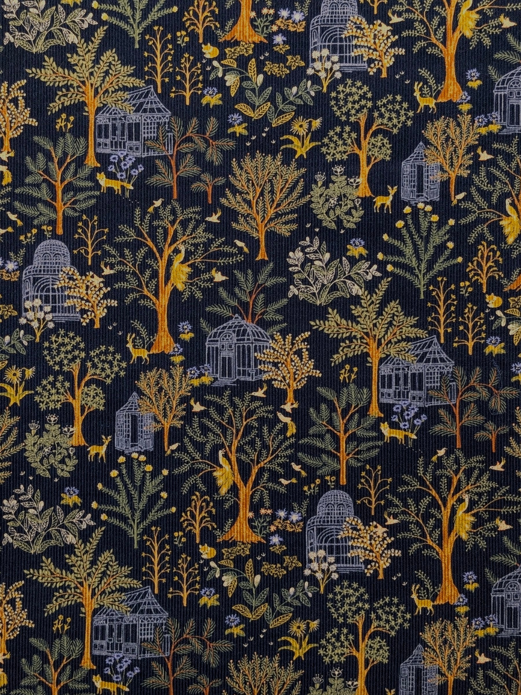 Hokkoh - Botanical Garden Cotton Needlecord Corduroy Fabric - Navy