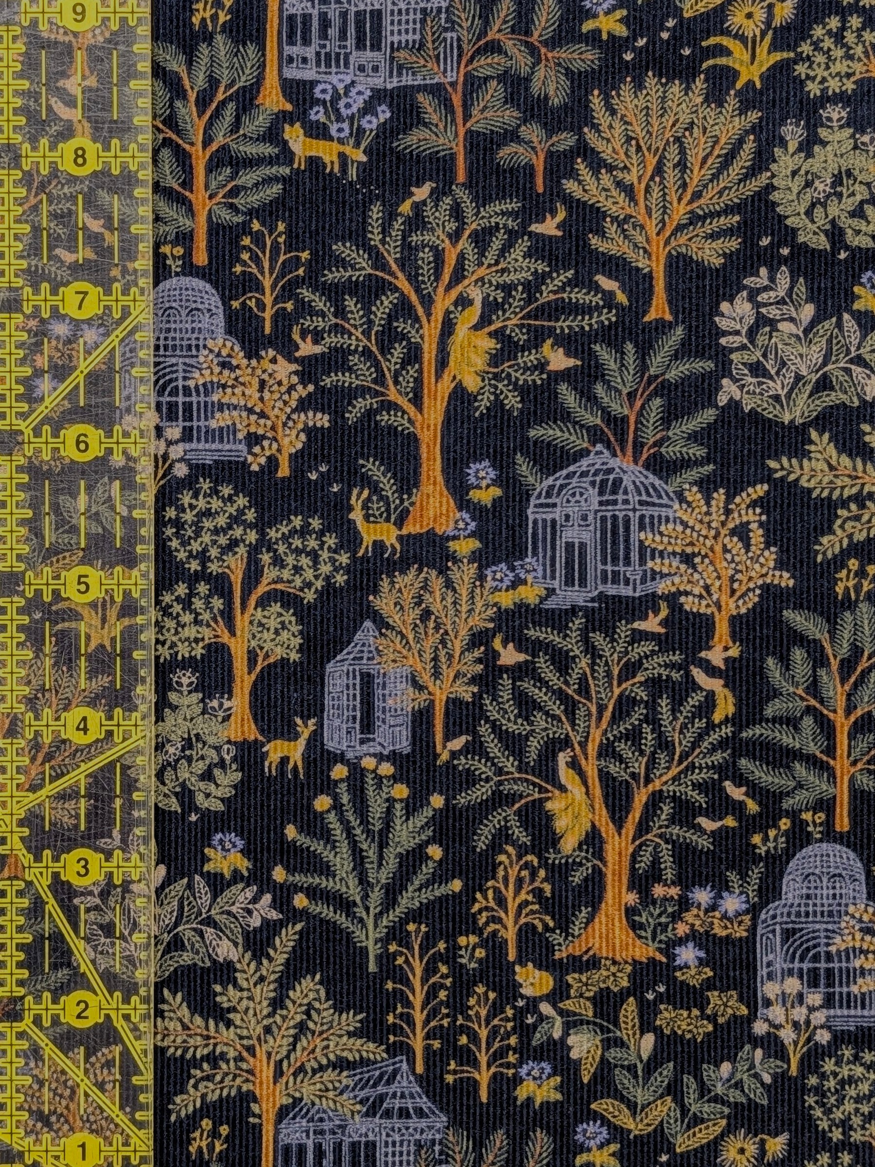 Hokkoh - Botanical Garden Cotton Needlecord Corduroy Fabric - Navy