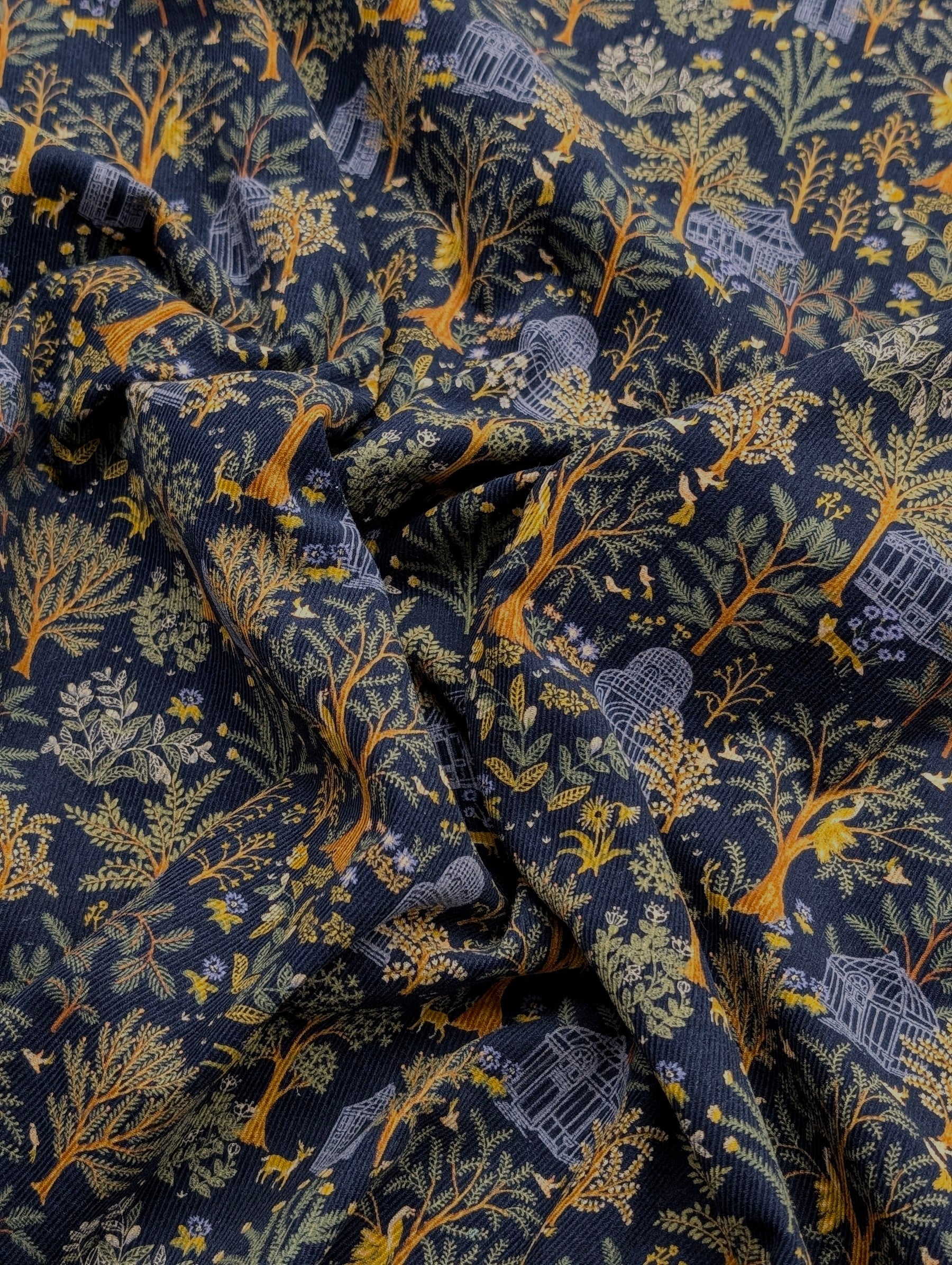 Hokkoh - Botanical Garden Cotton Needlecord Corduroy Fabric - Navy
