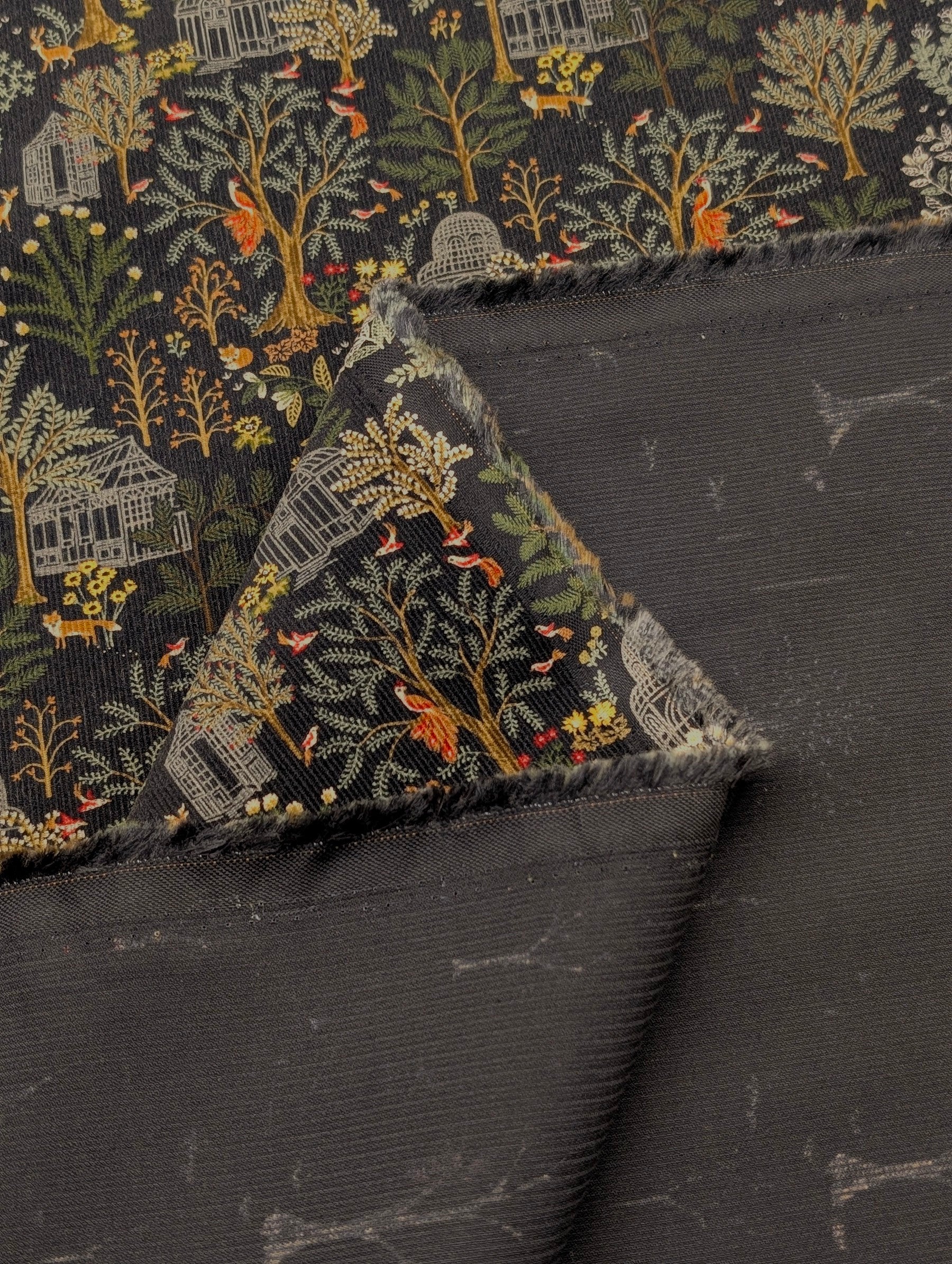 Hokkoh - Botanical Garden Cotton Needlecord Corduroy Fabric - Black