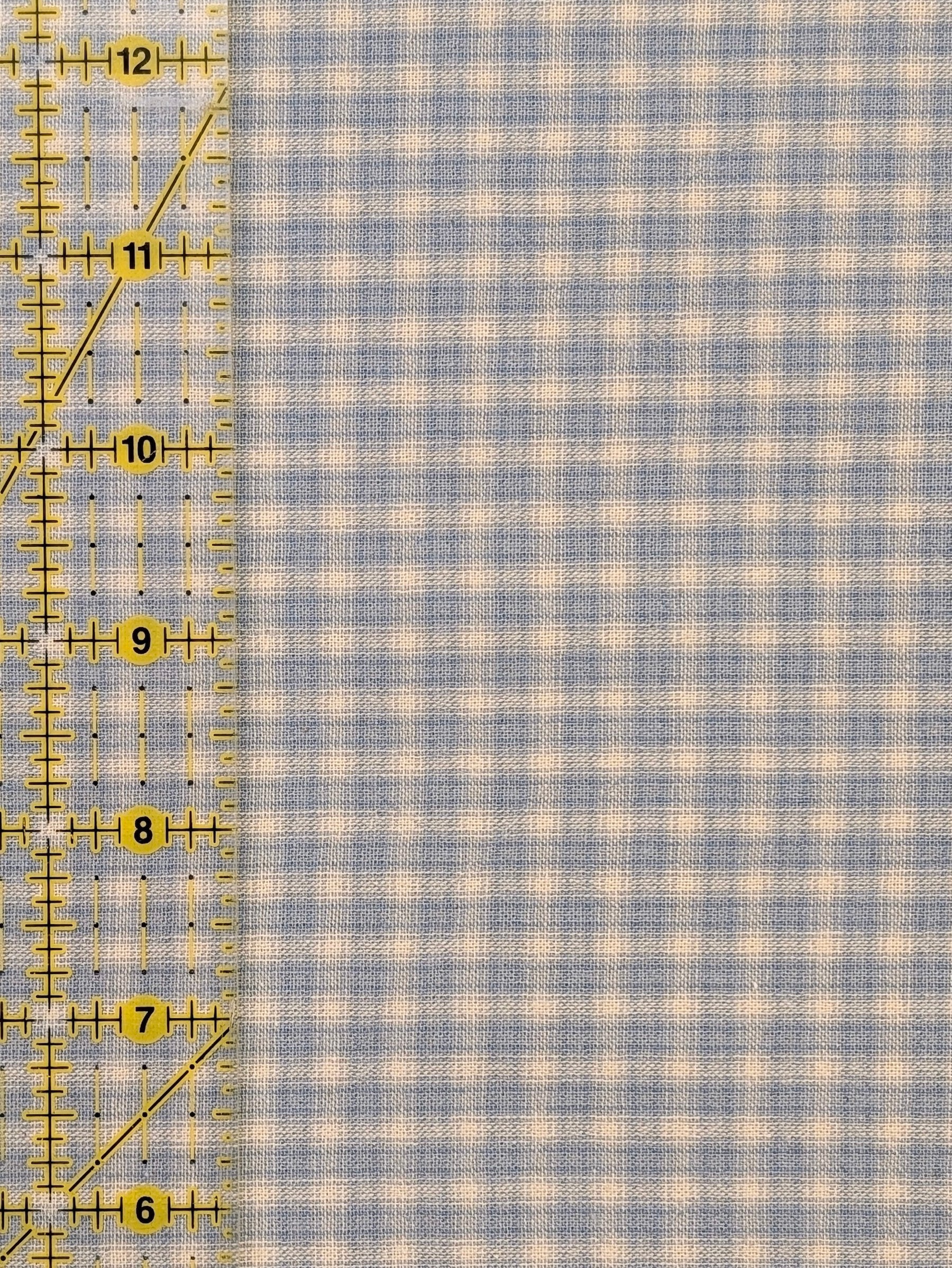 Handworks - Small Gingham Check Yarn Dyed Cotton Fabric - Light Blue
