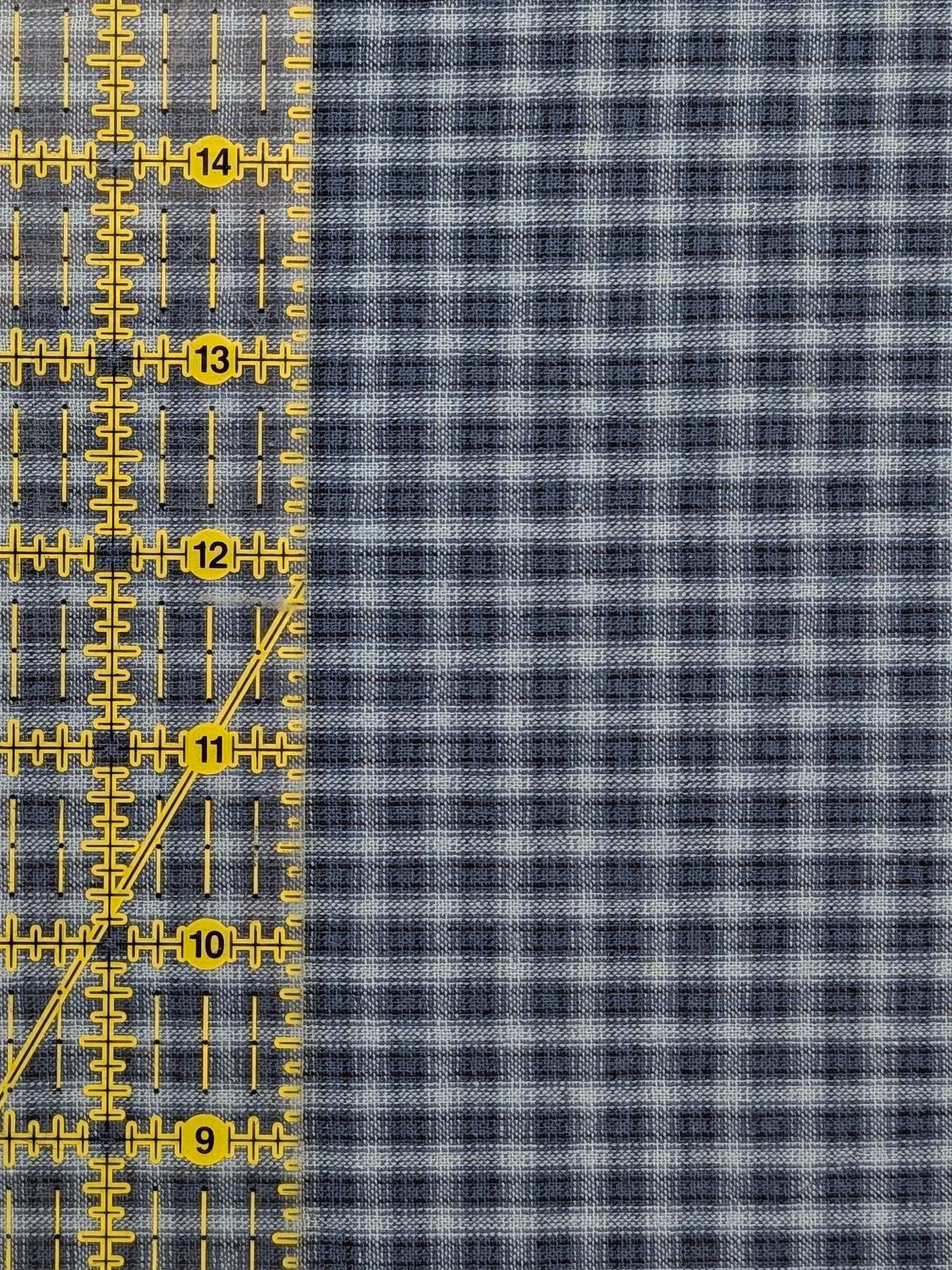 Handworks - Small Gingham Check Yarn Dyed Cotton Fabric - Medium Blue