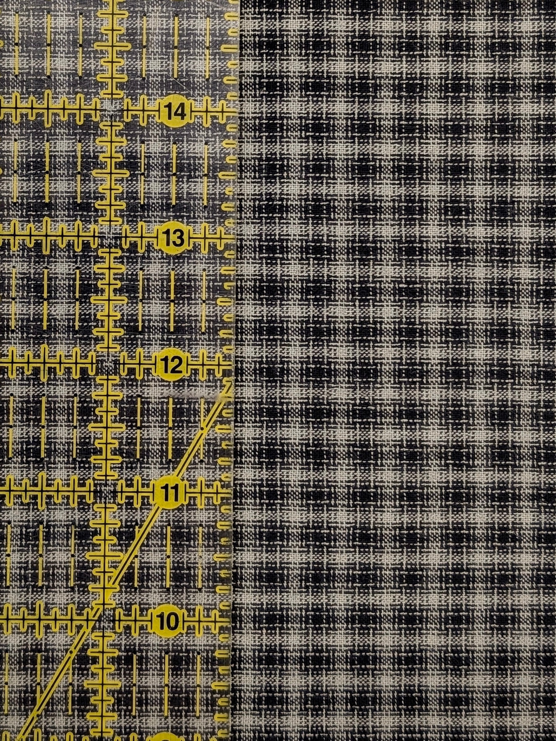 Handworks - Small Gingham Check Yarn Dyed Cotton Fabric - Gray & Black