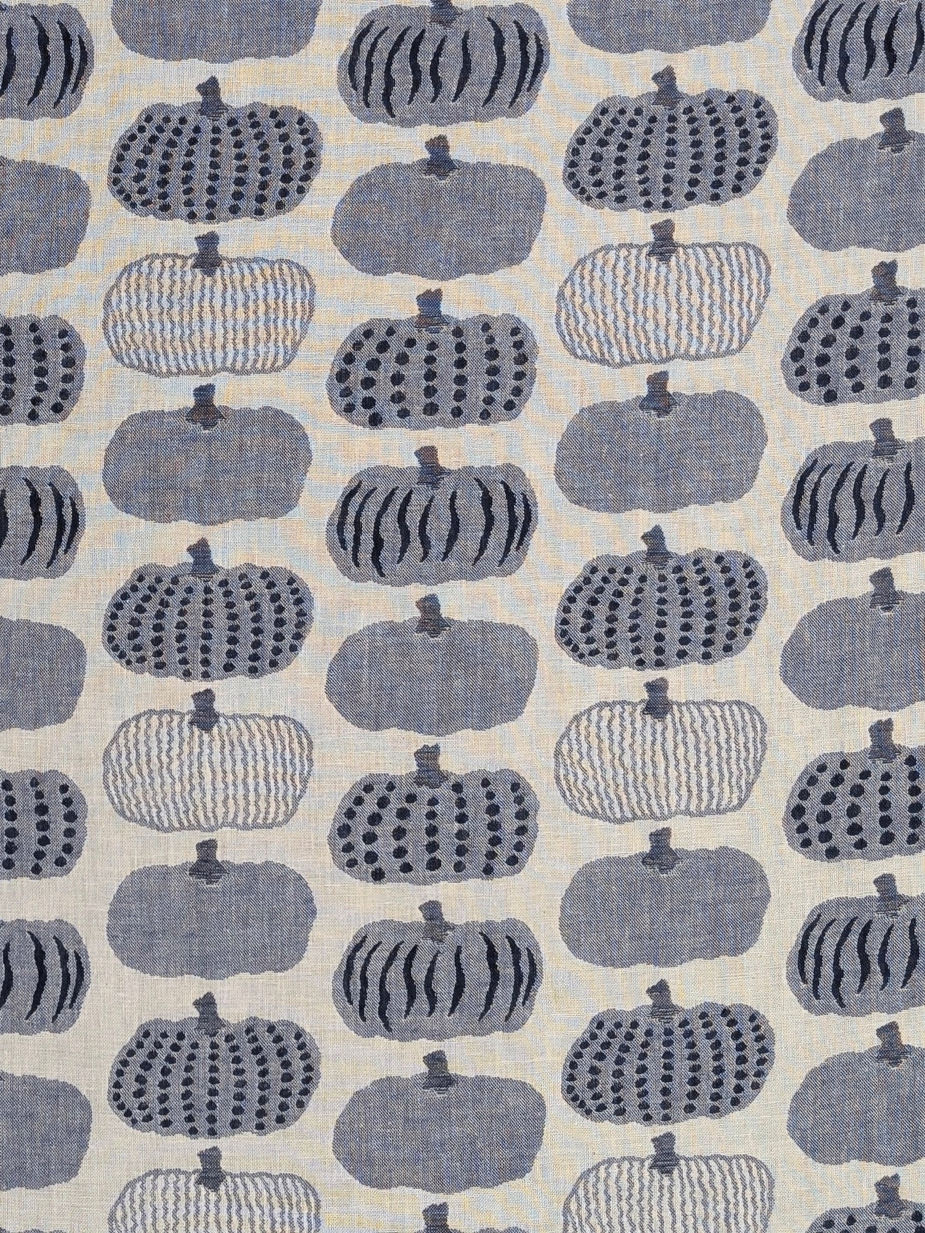 Kobayashi - Pumpkin Double Sided Jacquard Cotton Fabric - Blue & Beige