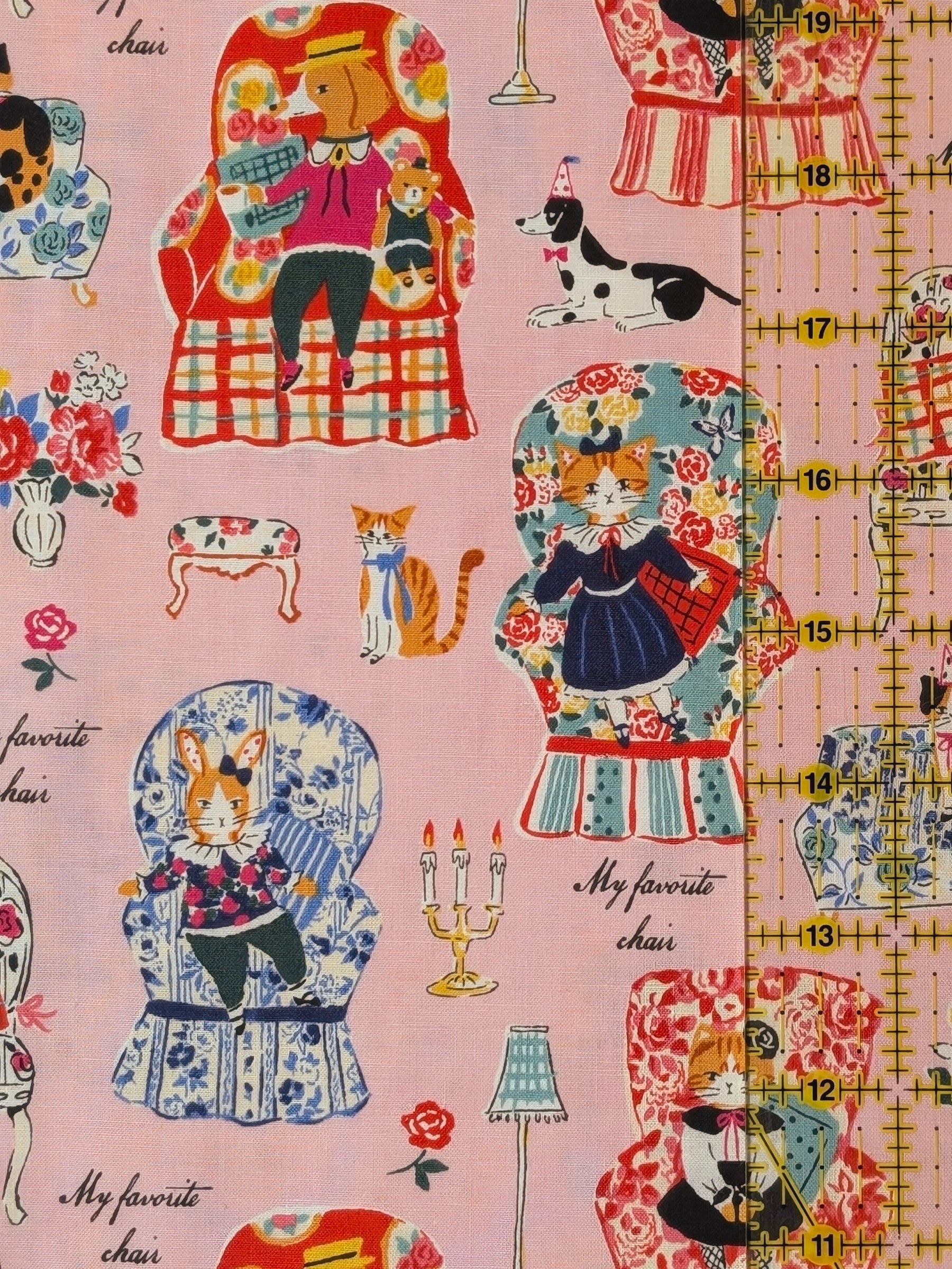 Yuwa - My Favorite Chair Cotton Shirting Fabric - Pink