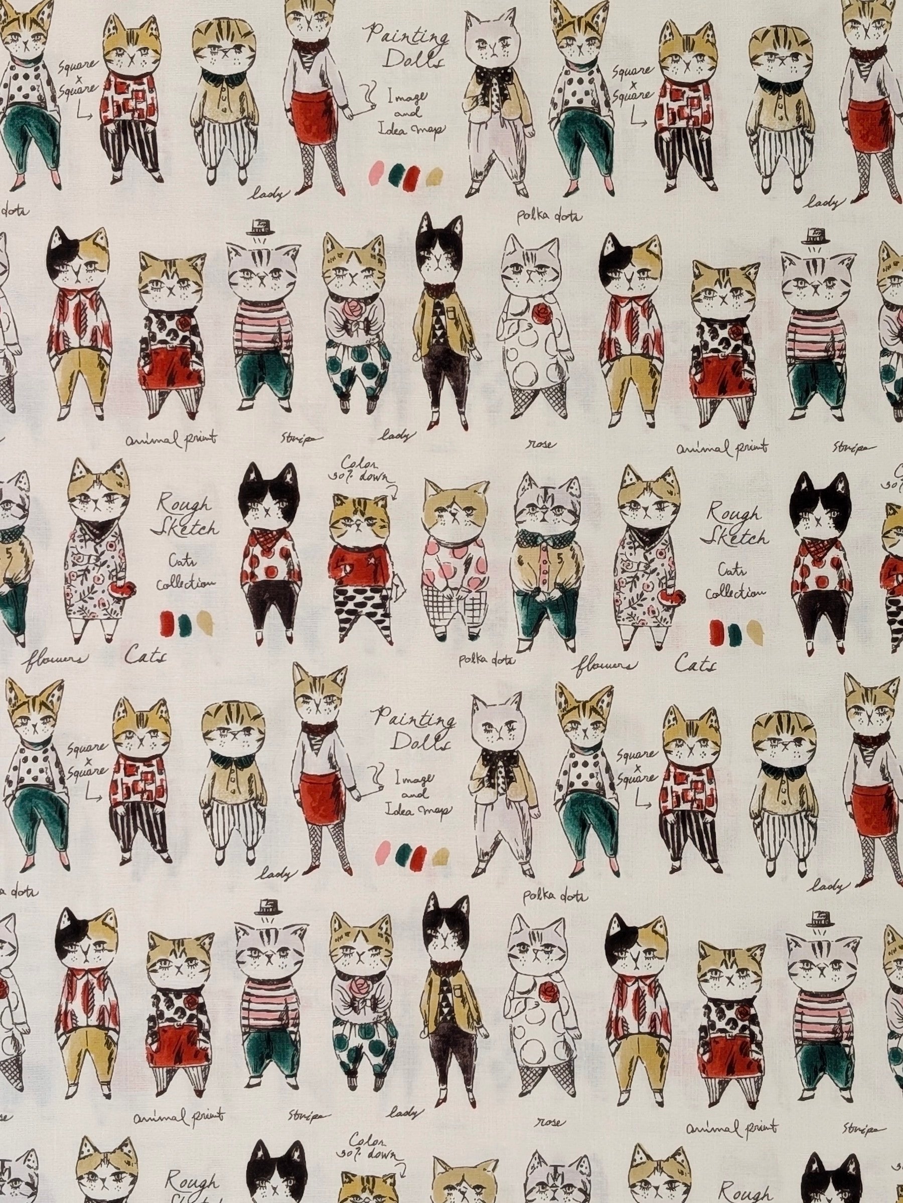 Yuwa - Concept Cats Cotton Shirting Fabric - White