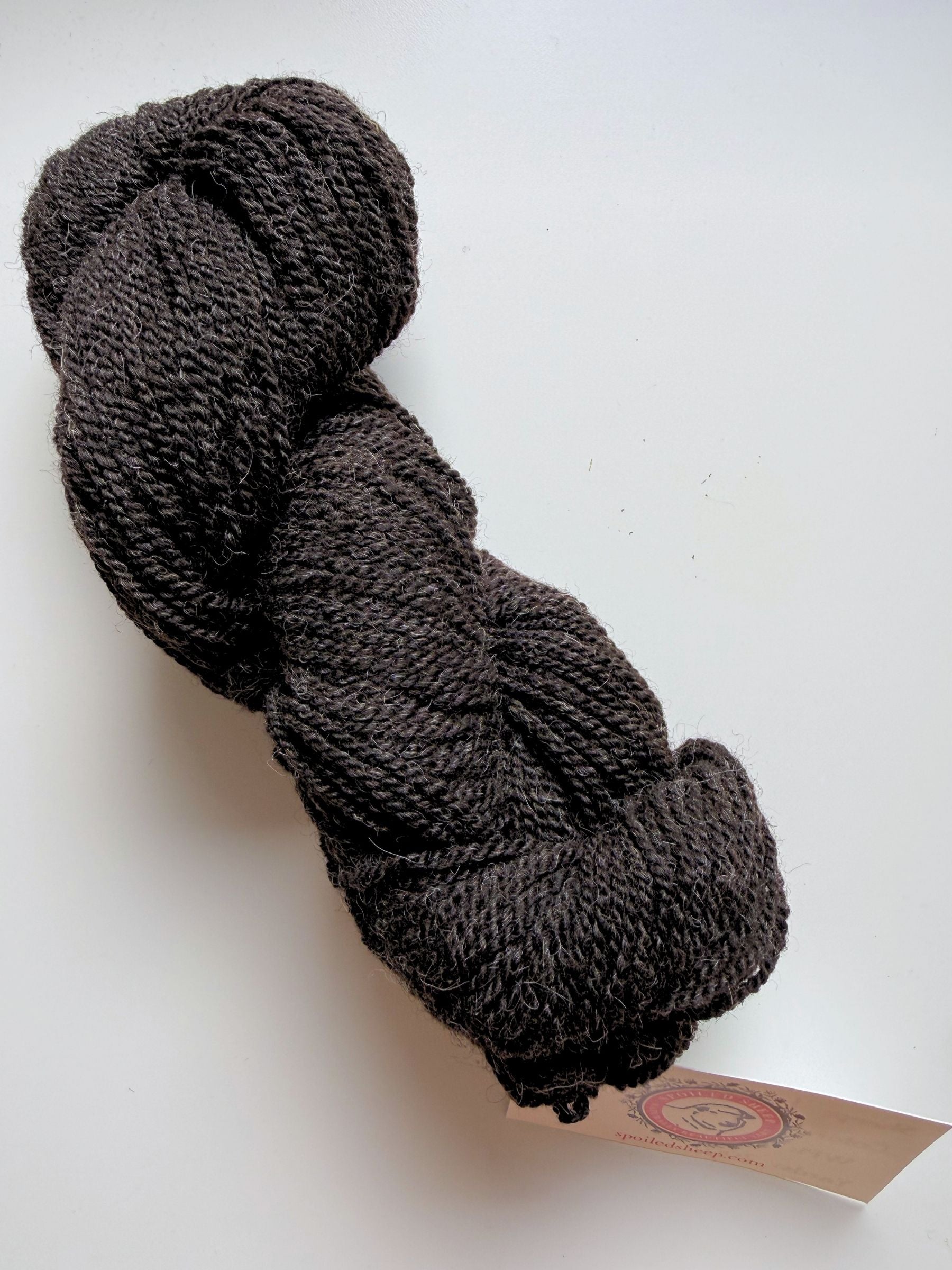 Spoiled Sheep - Suffolk/Finn/Merino Wool Yarn 200yd - Lainie #17 Charcoal Gray