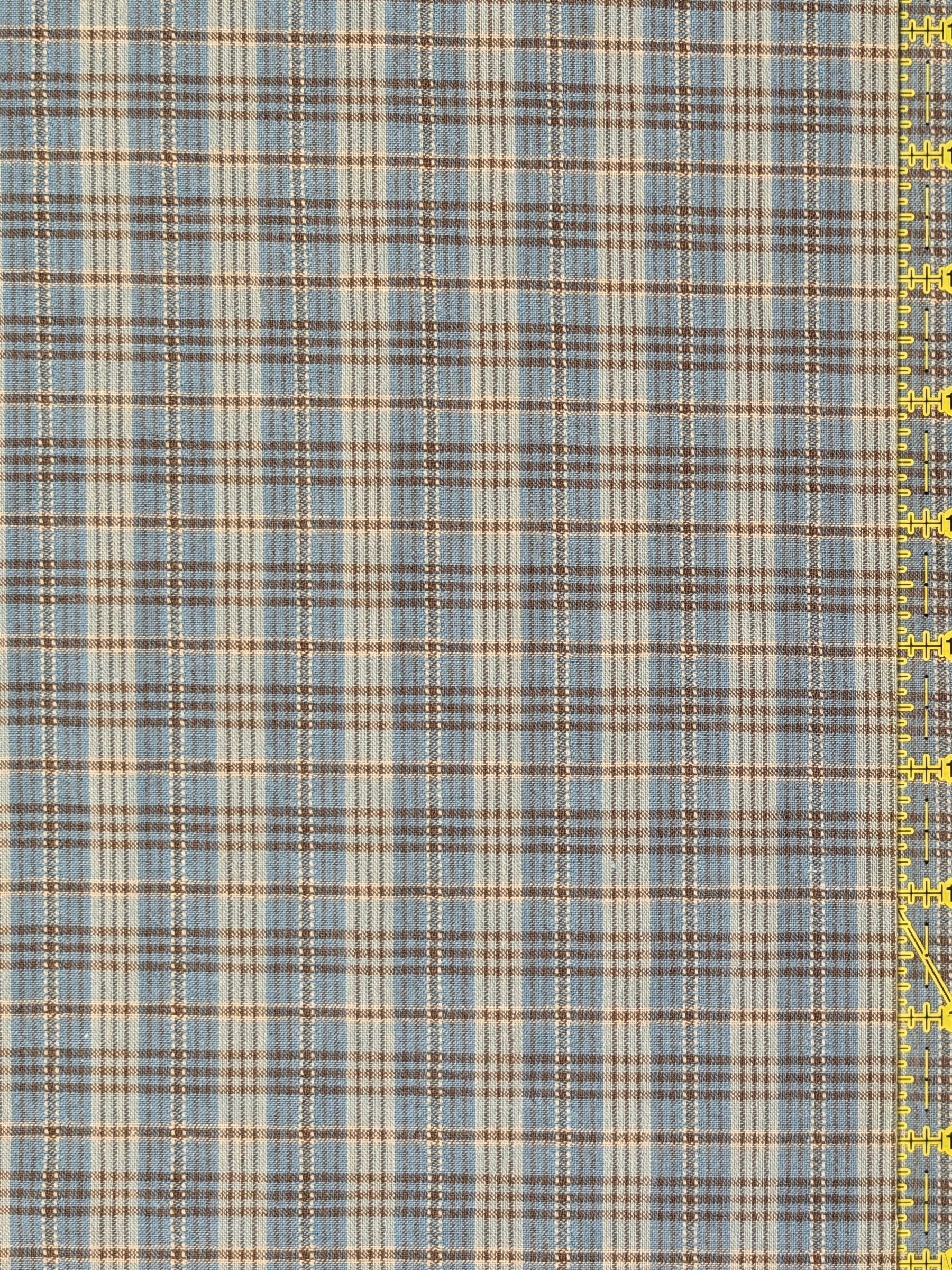Textile Pantry - Check Plaid Yarn Dyed Cotton Fabric - Blue