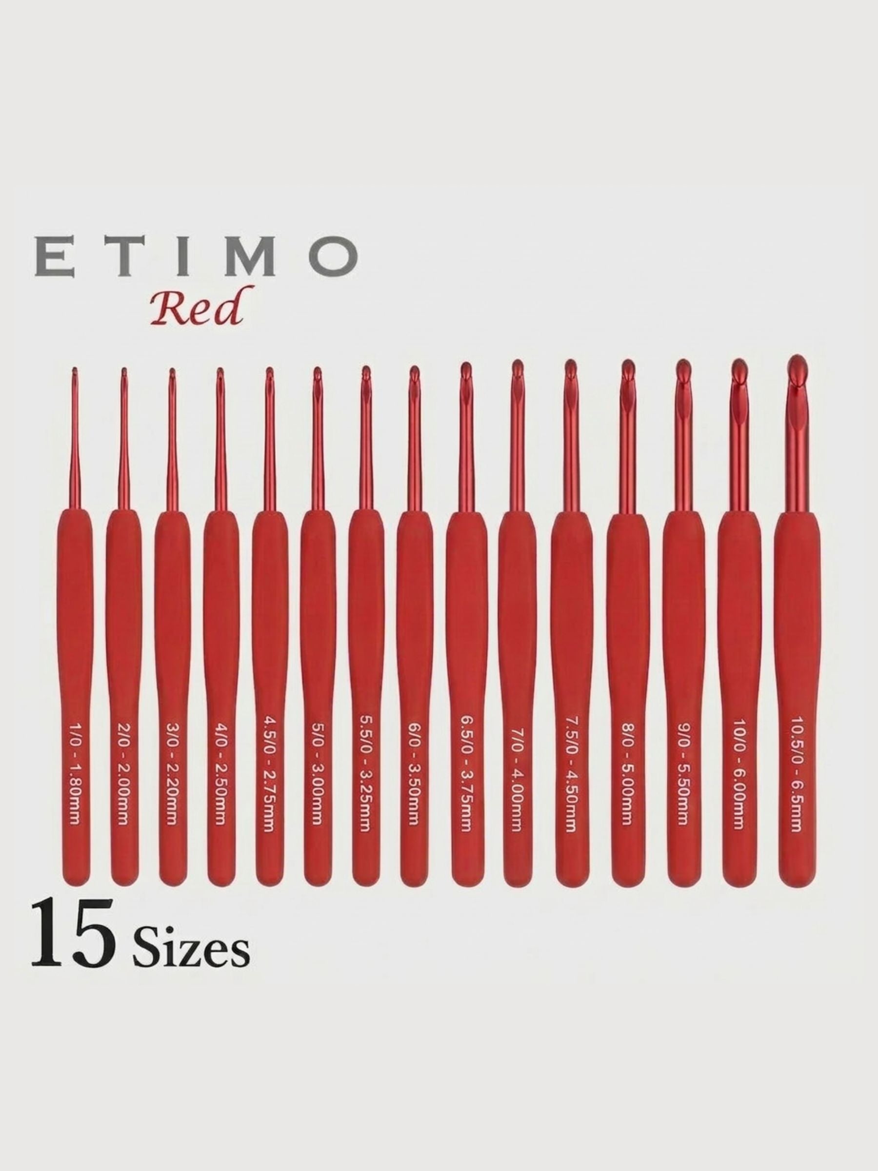 Tulip - "Etimo" Red Crochet Hook with Cushion Grip Singles Various Sizes