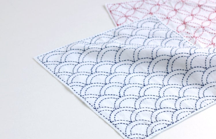 Daruma - Yamanami Mountain Range Cotton Sashiko Fukin Sampler Cloth - White