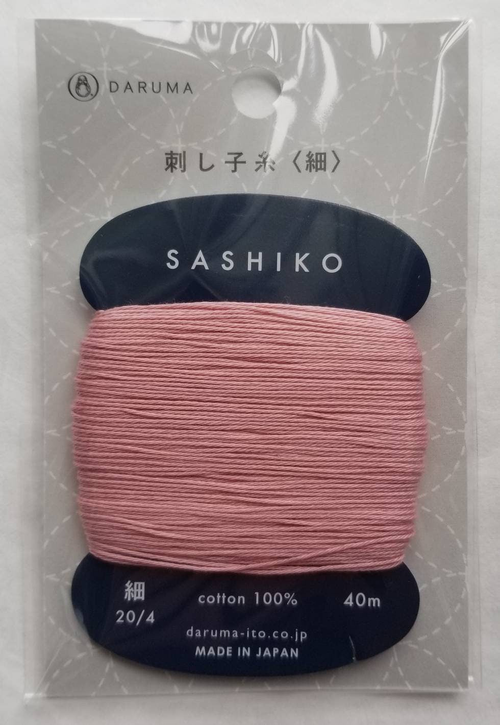 Daruma - Cotton Sashiko Thread 40m Card 20/4 - #211 Kobai Blossom Pink