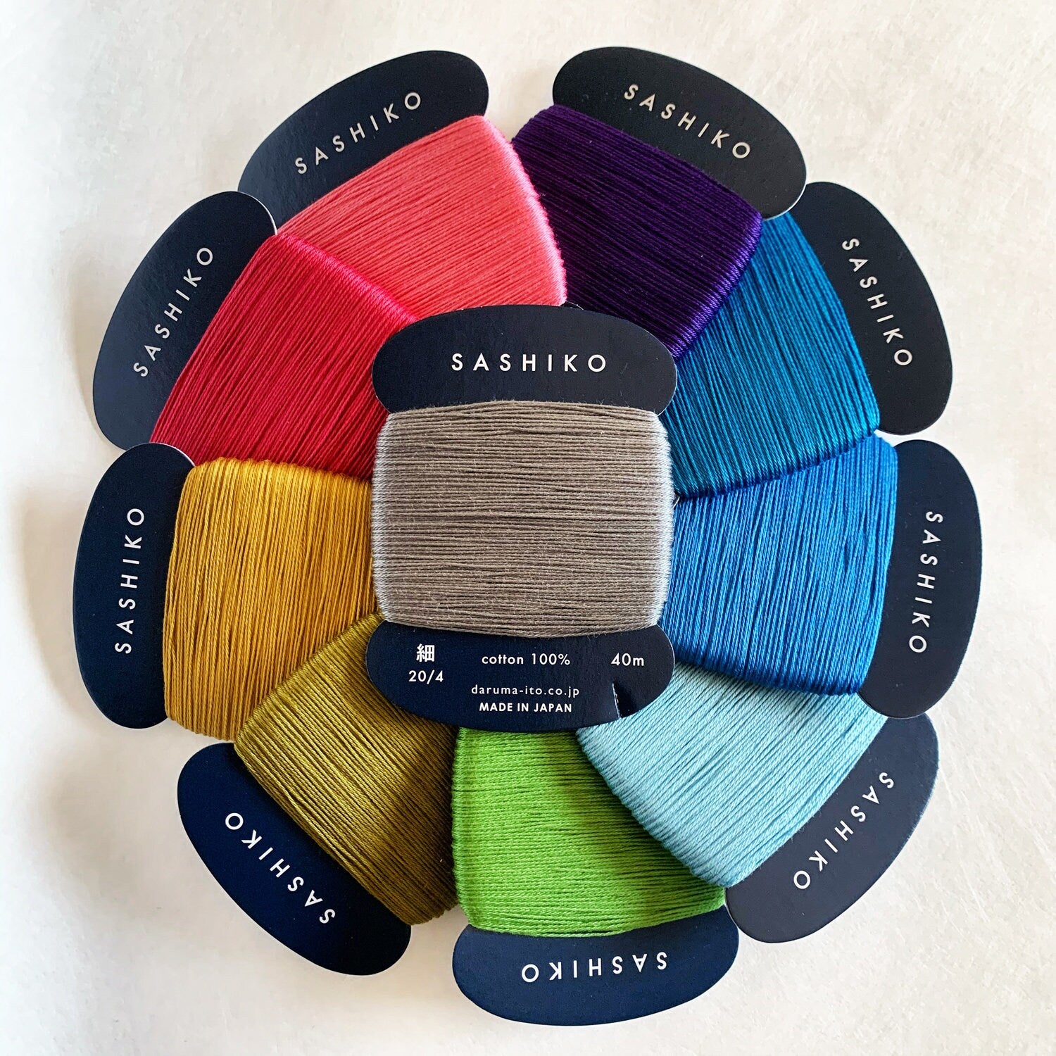 Daruma - Cotton Sashiko Thread 40m Card 20/4 - #227 Moegi Sprout Green